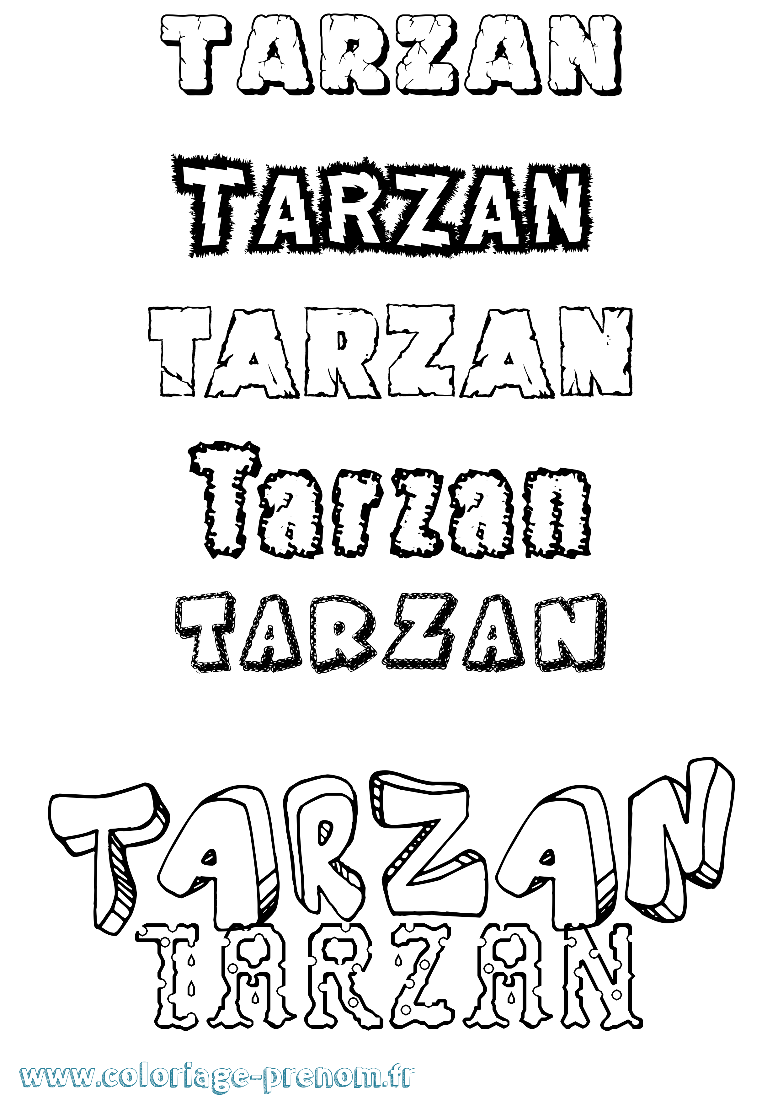 Coloriage prénom Tarzan Destructuré