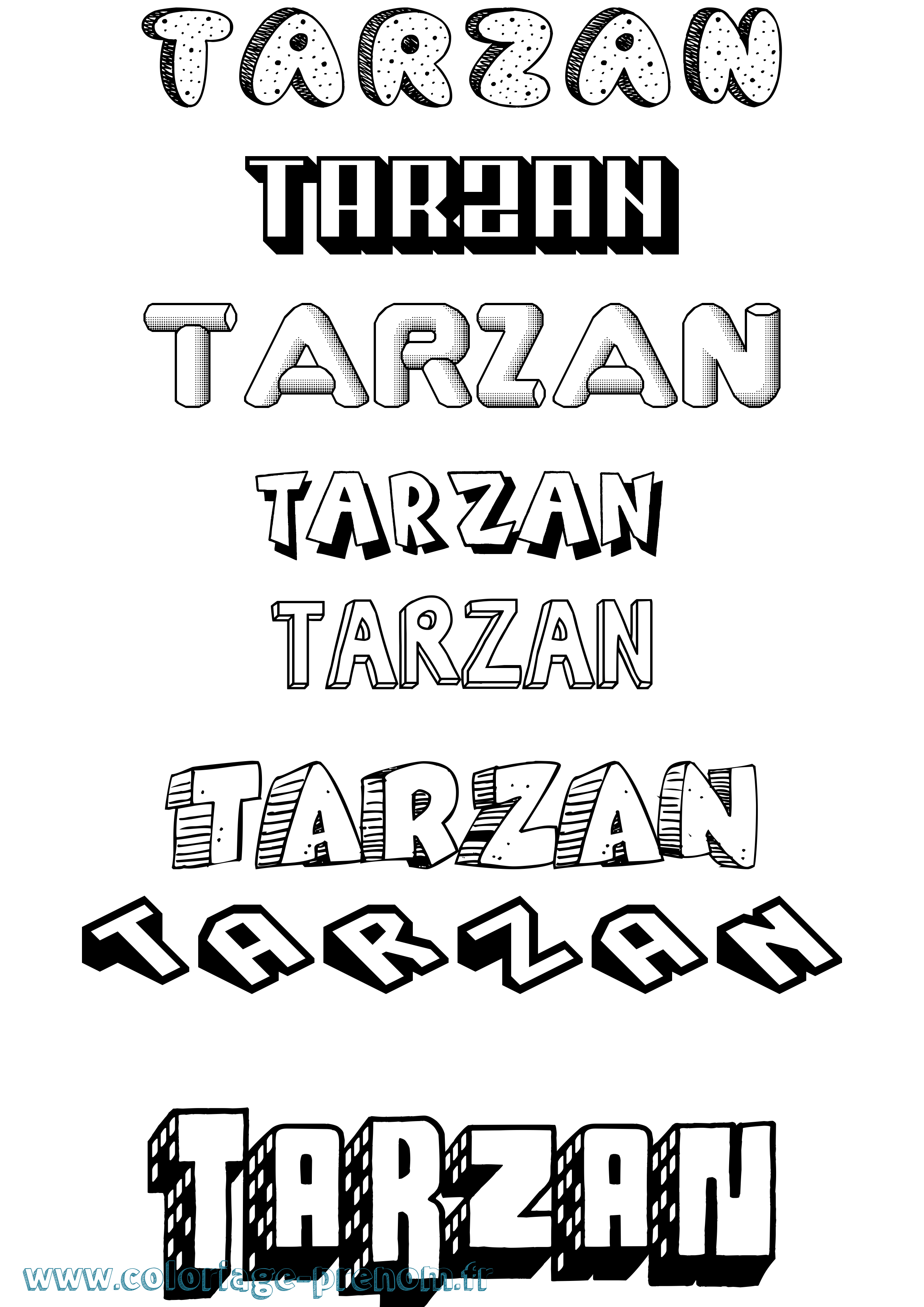 Coloriage prénom Tarzan Effet 3D
