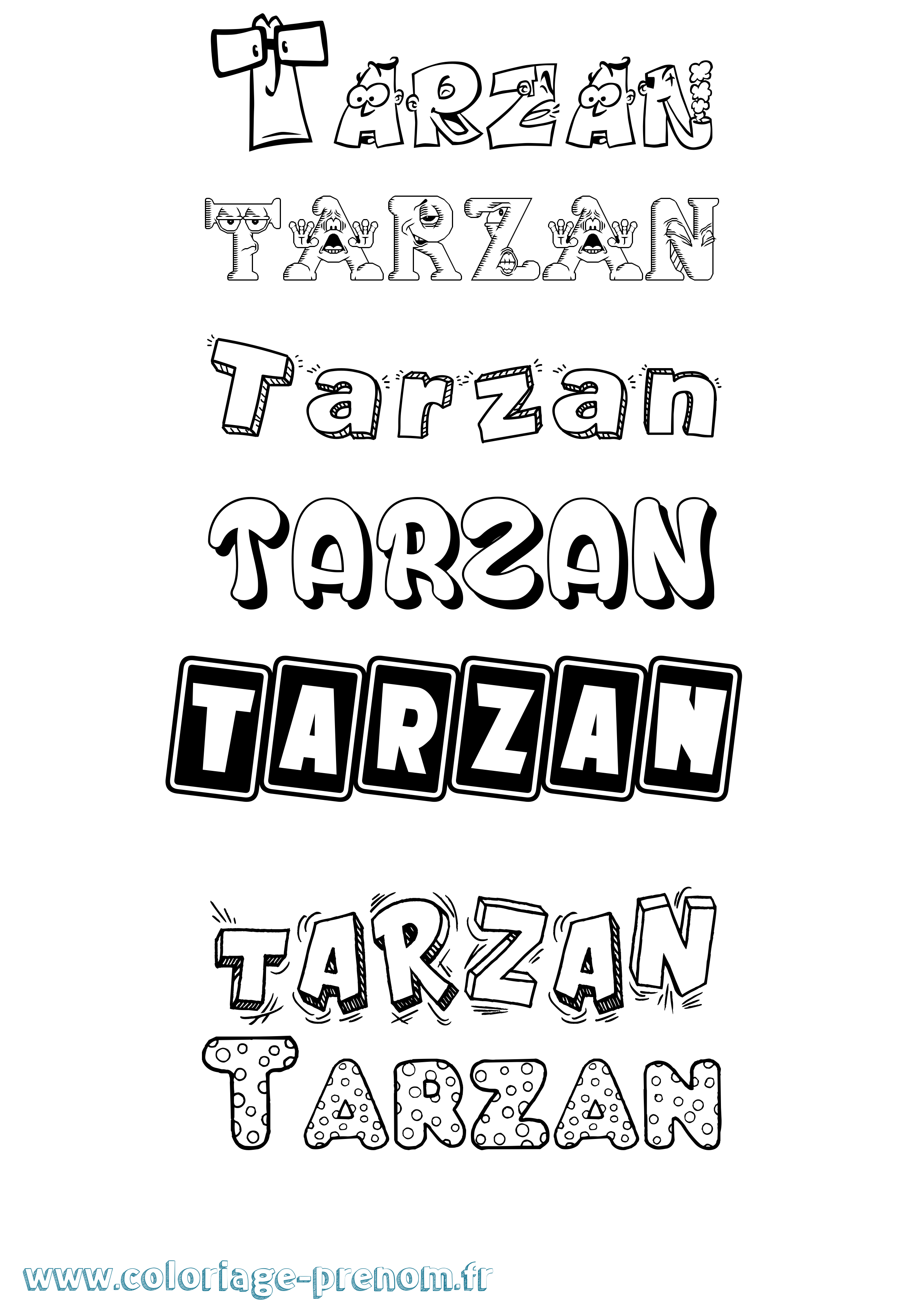 Coloriage prénom Tarzan Fun