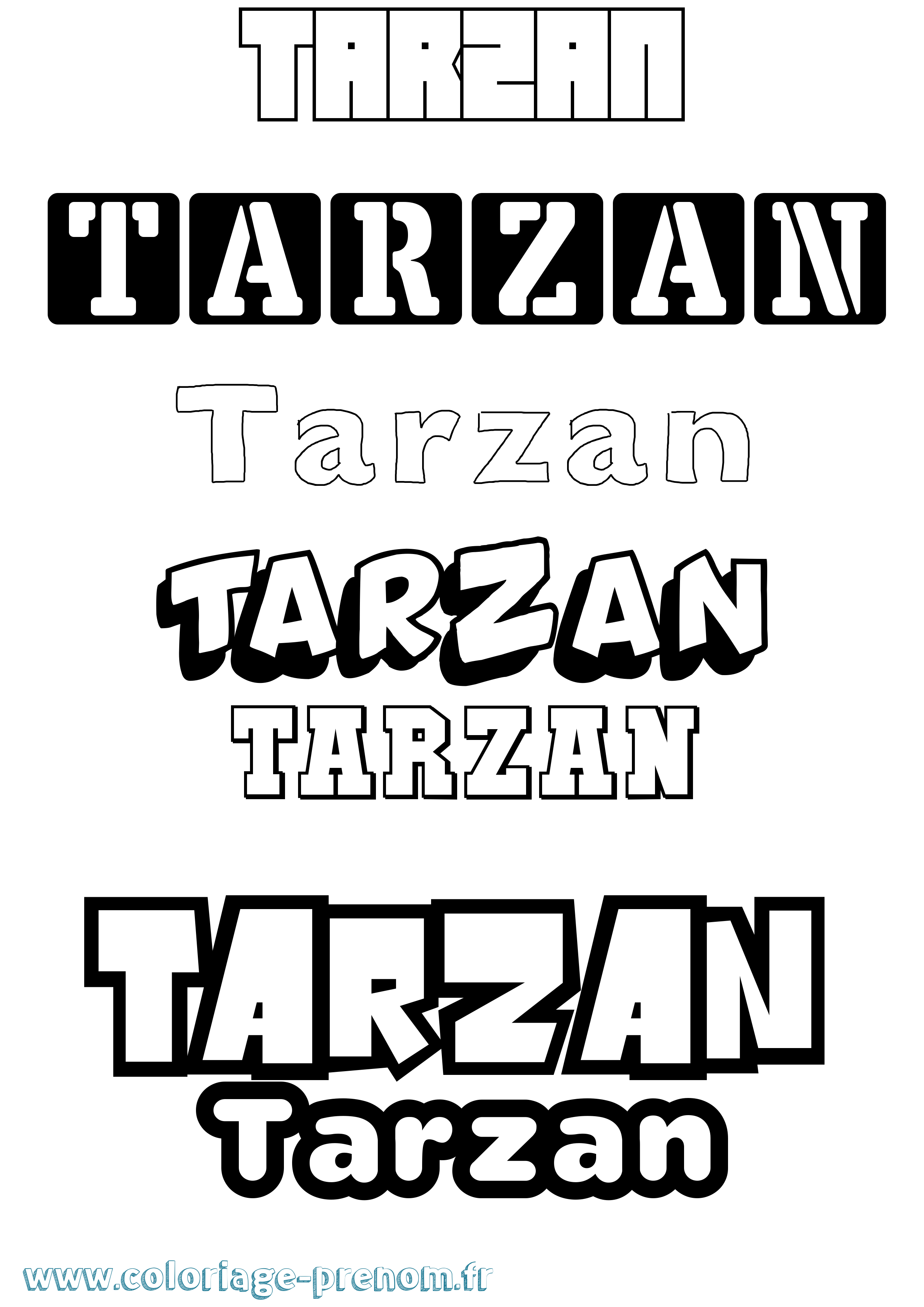 Coloriage prénom Tarzan Simple