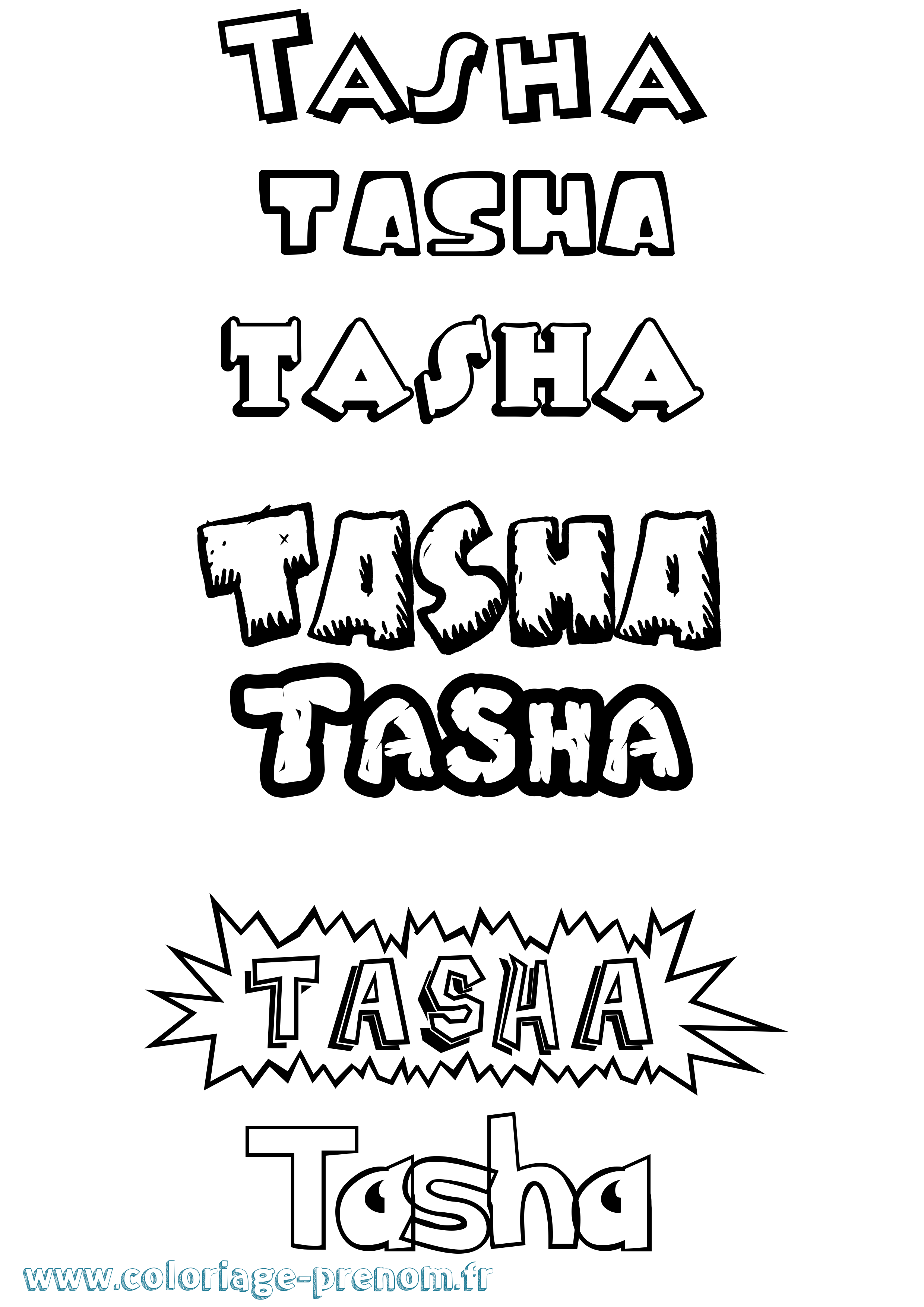 Coloriage prénom Tasha Dessin Animé