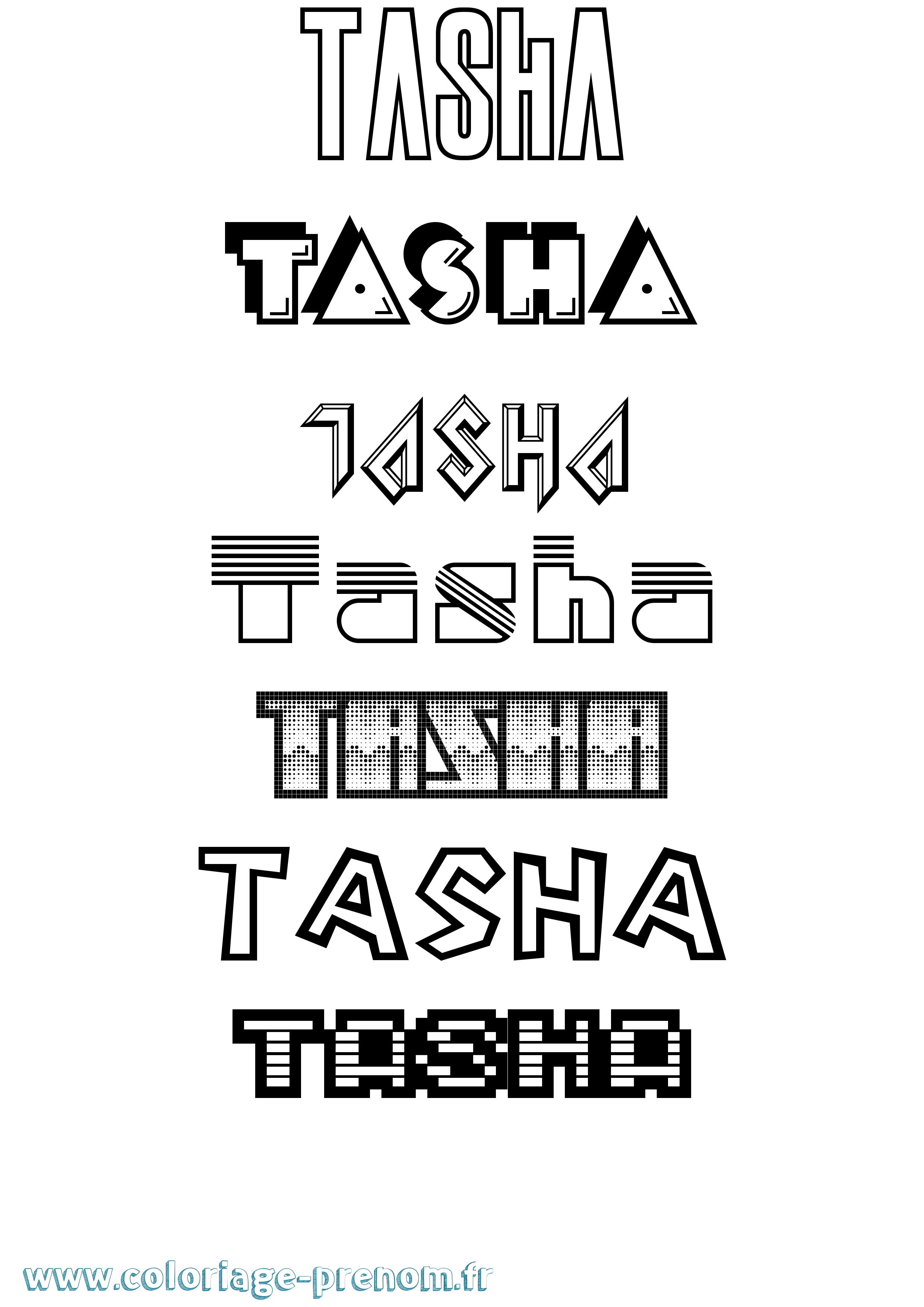 Coloriage prénom Tasha Jeux Vidéos