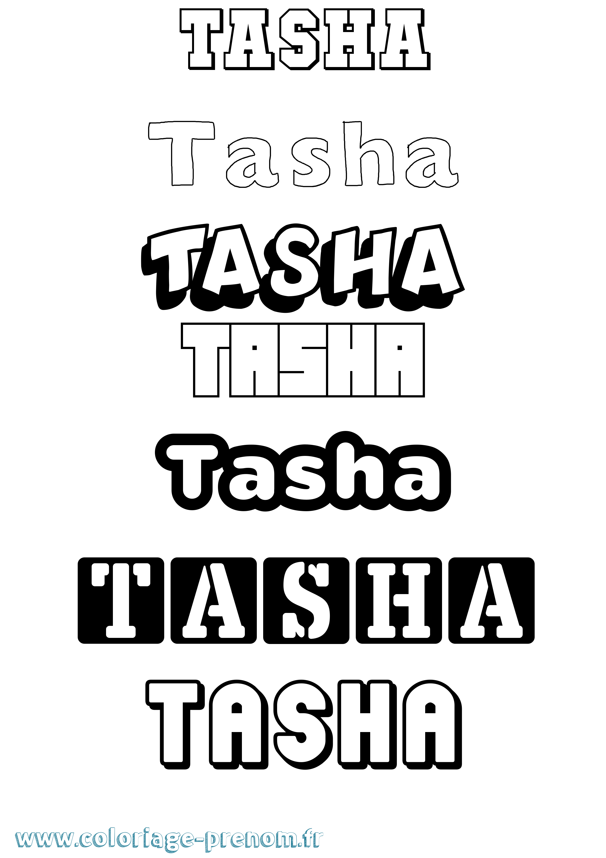 Coloriage prénom Tasha Simple