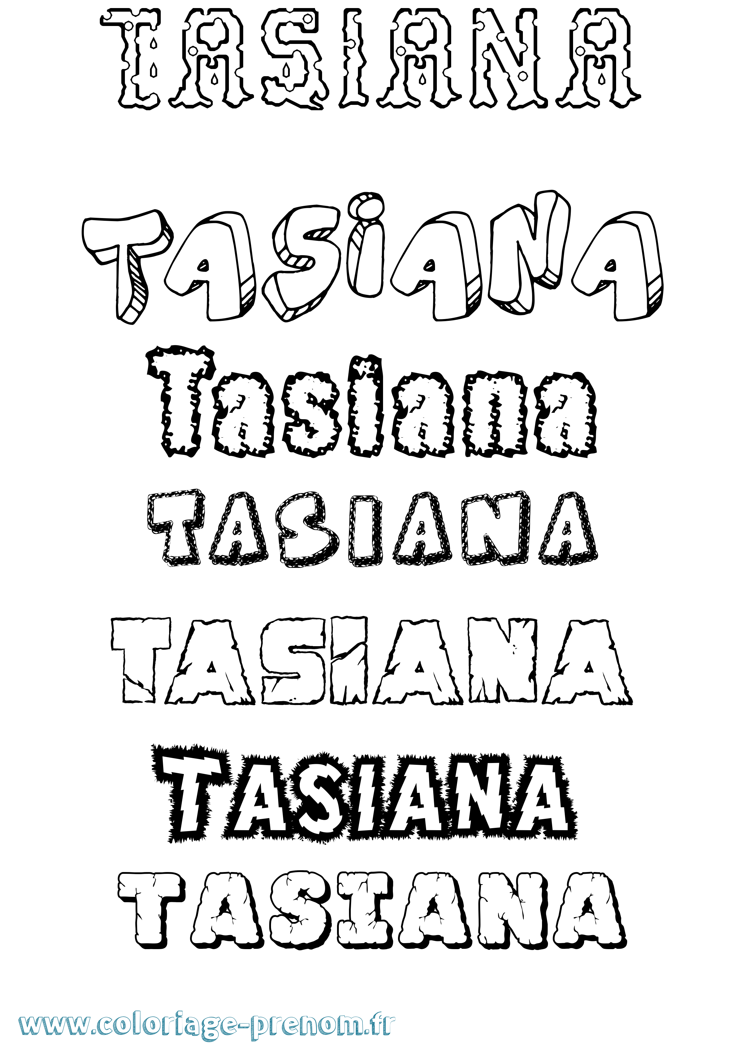 Coloriage prénom Tasiana Destructuré