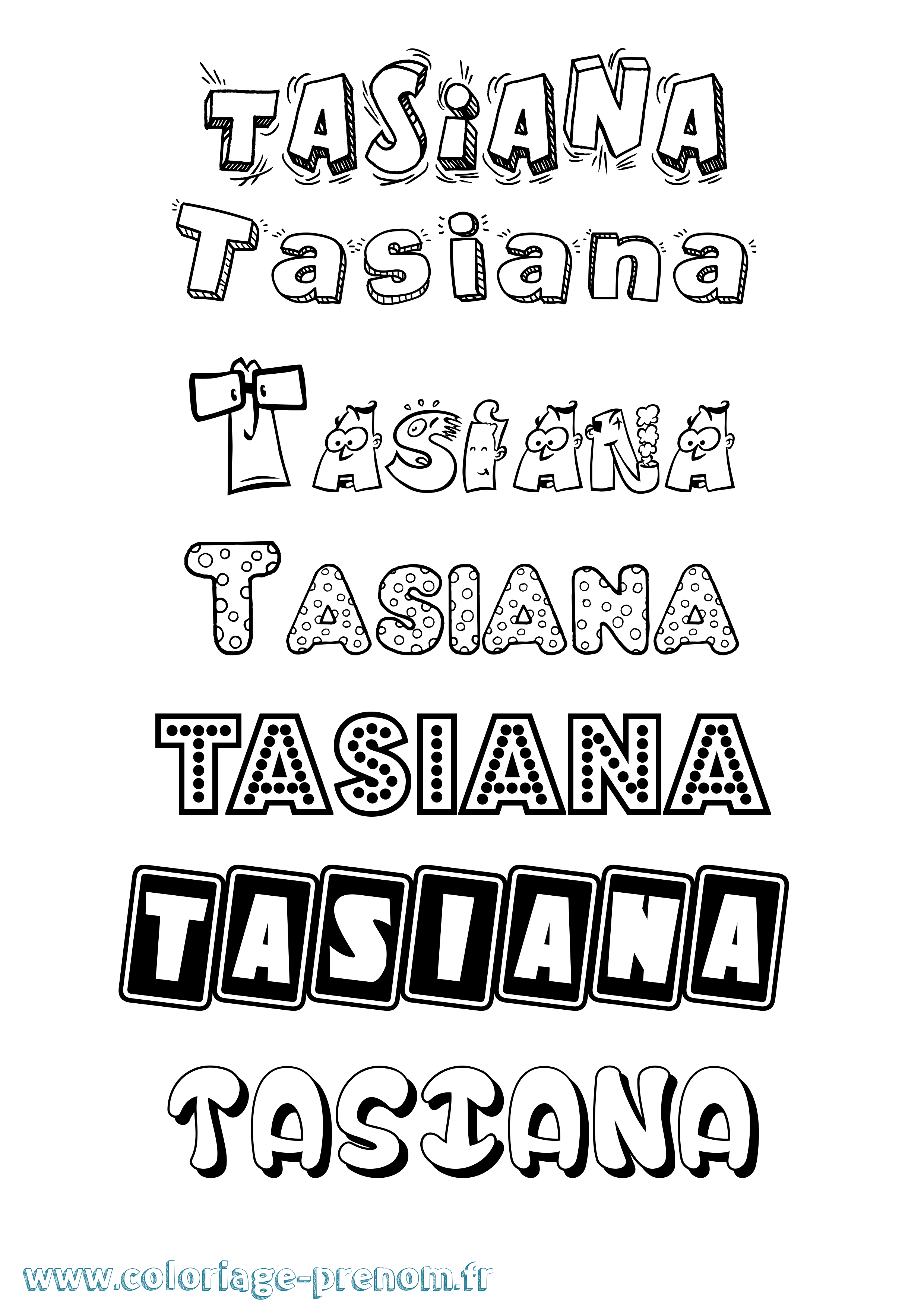 Coloriage prénom Tasiana Fun