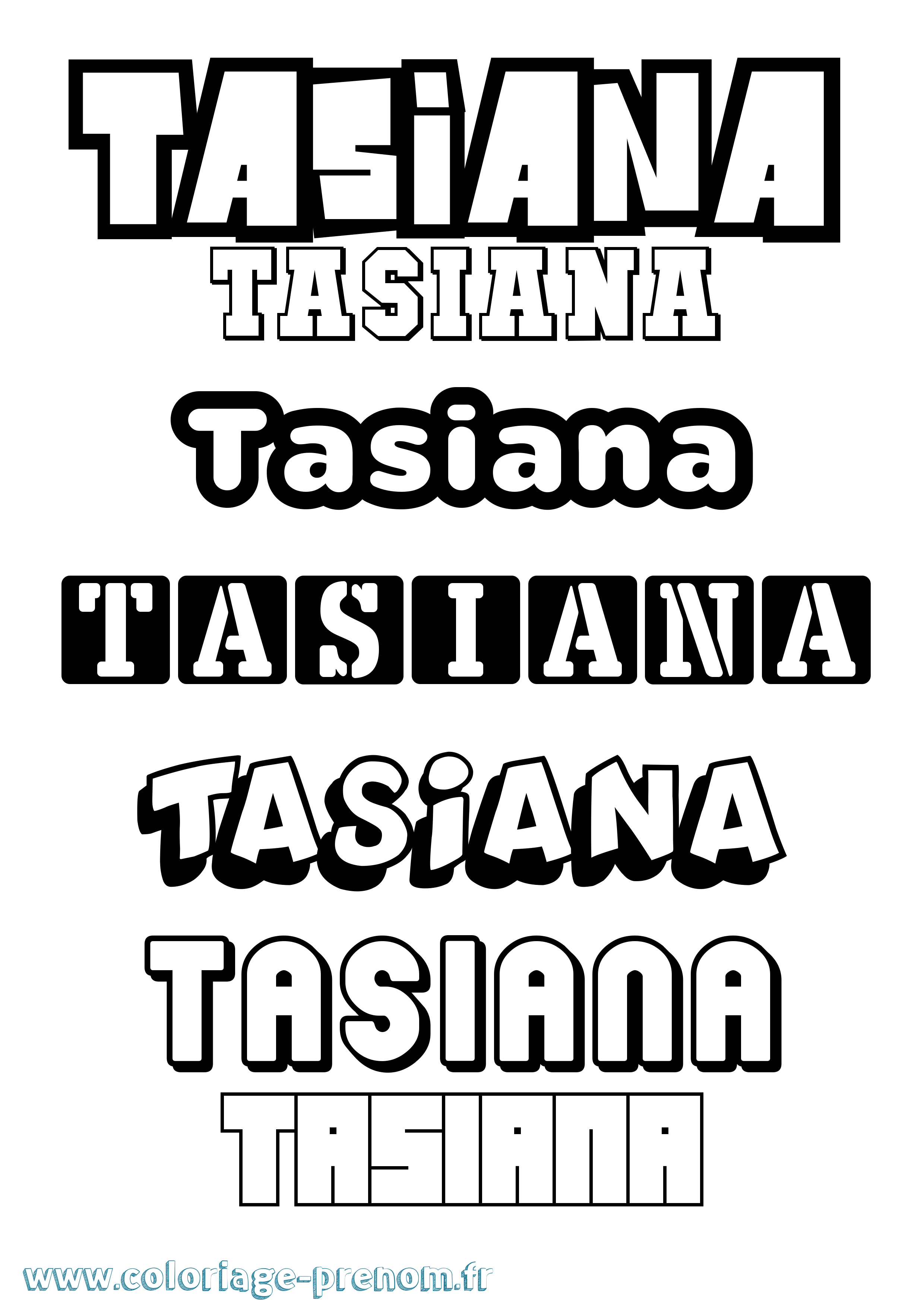 Coloriage prénom Tasiana Simple