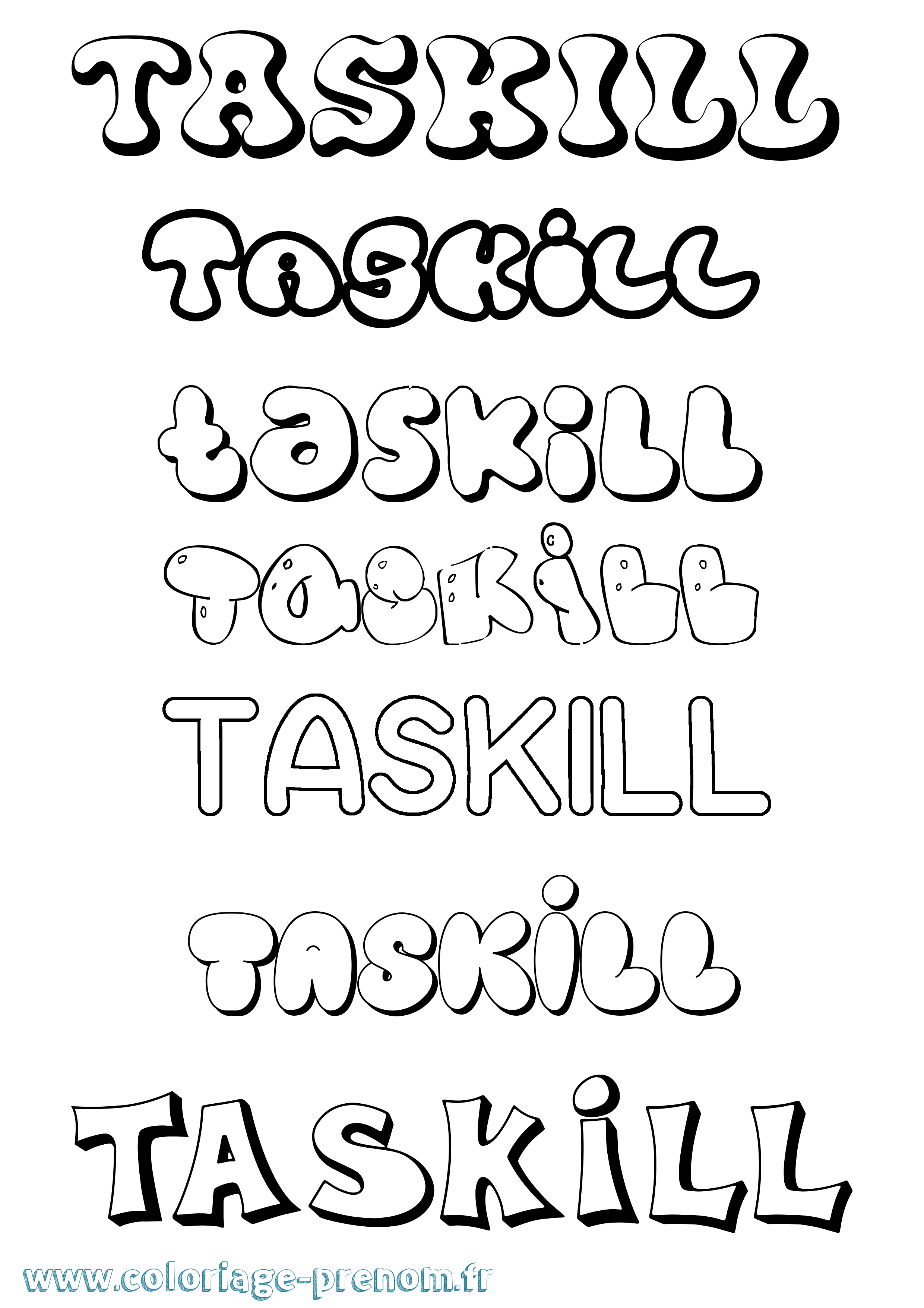 Coloriage prénom Taskill Bubble