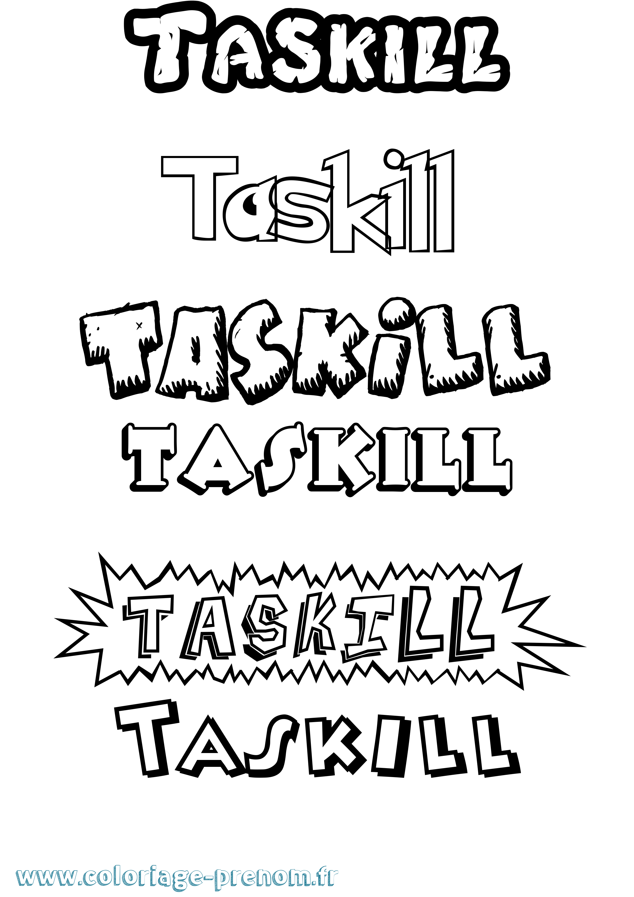 Coloriage prénom Taskill Dessin Animé