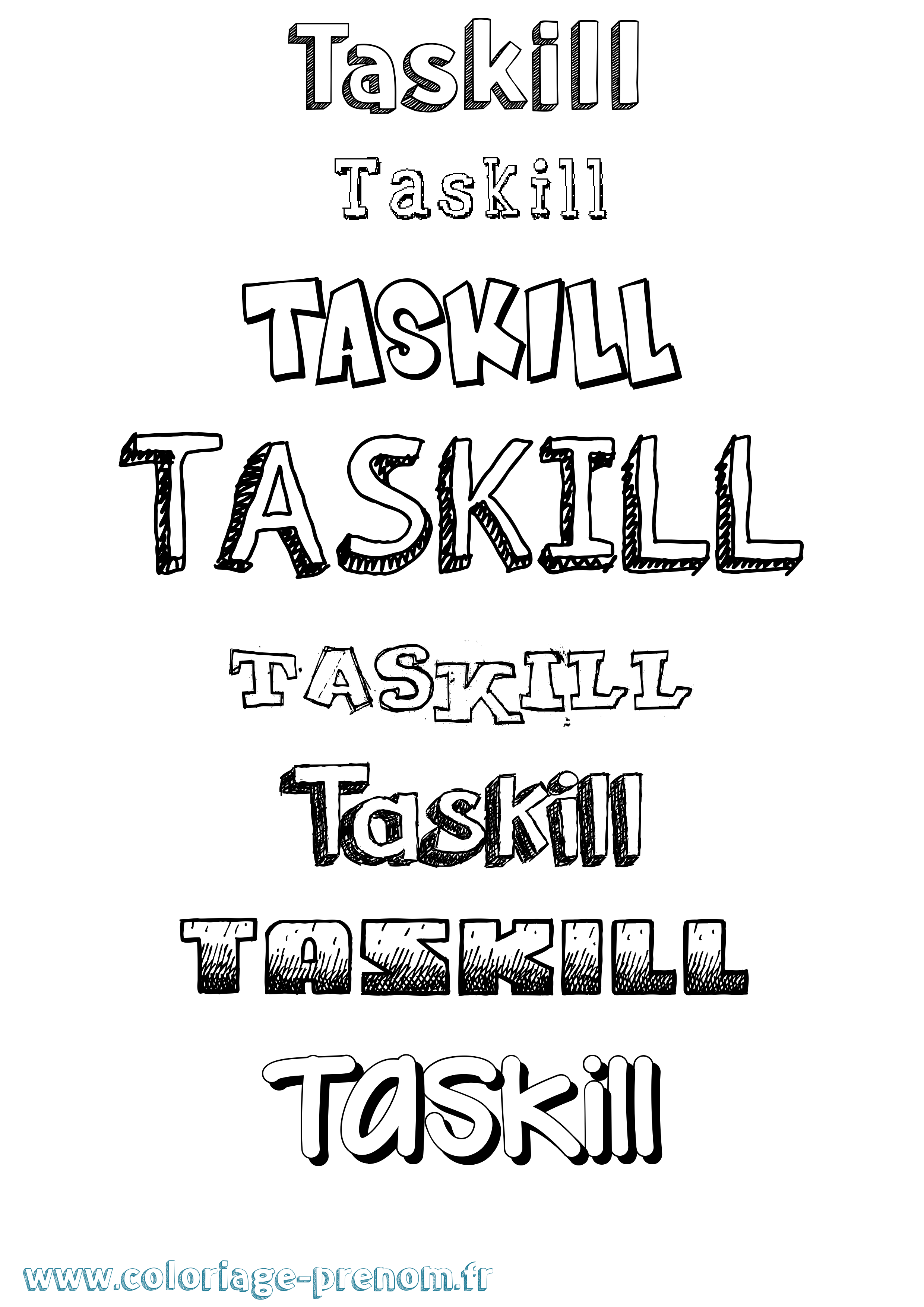 Coloriage prénom Taskill Dessiné