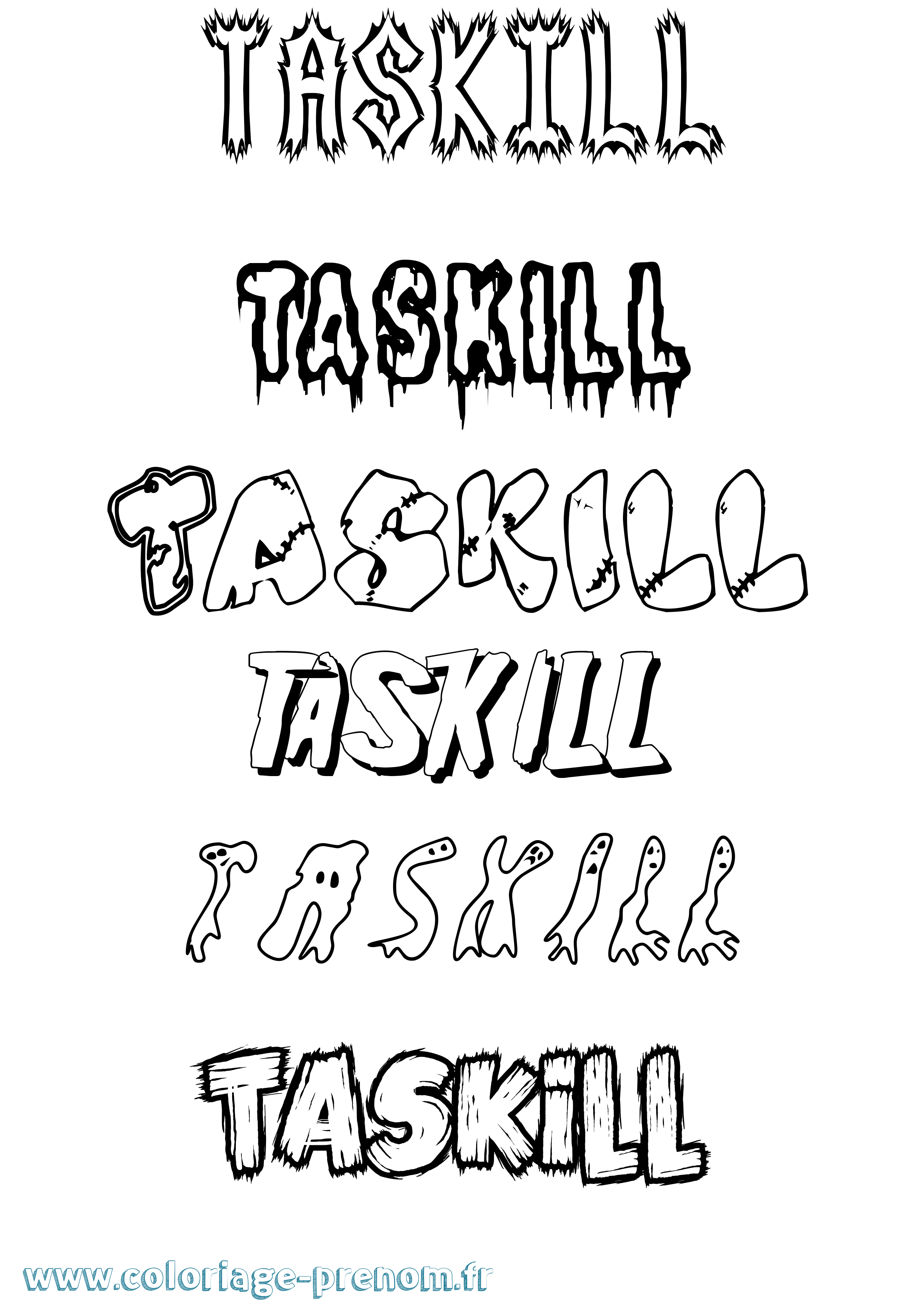 Coloriage prénom Taskill Frisson