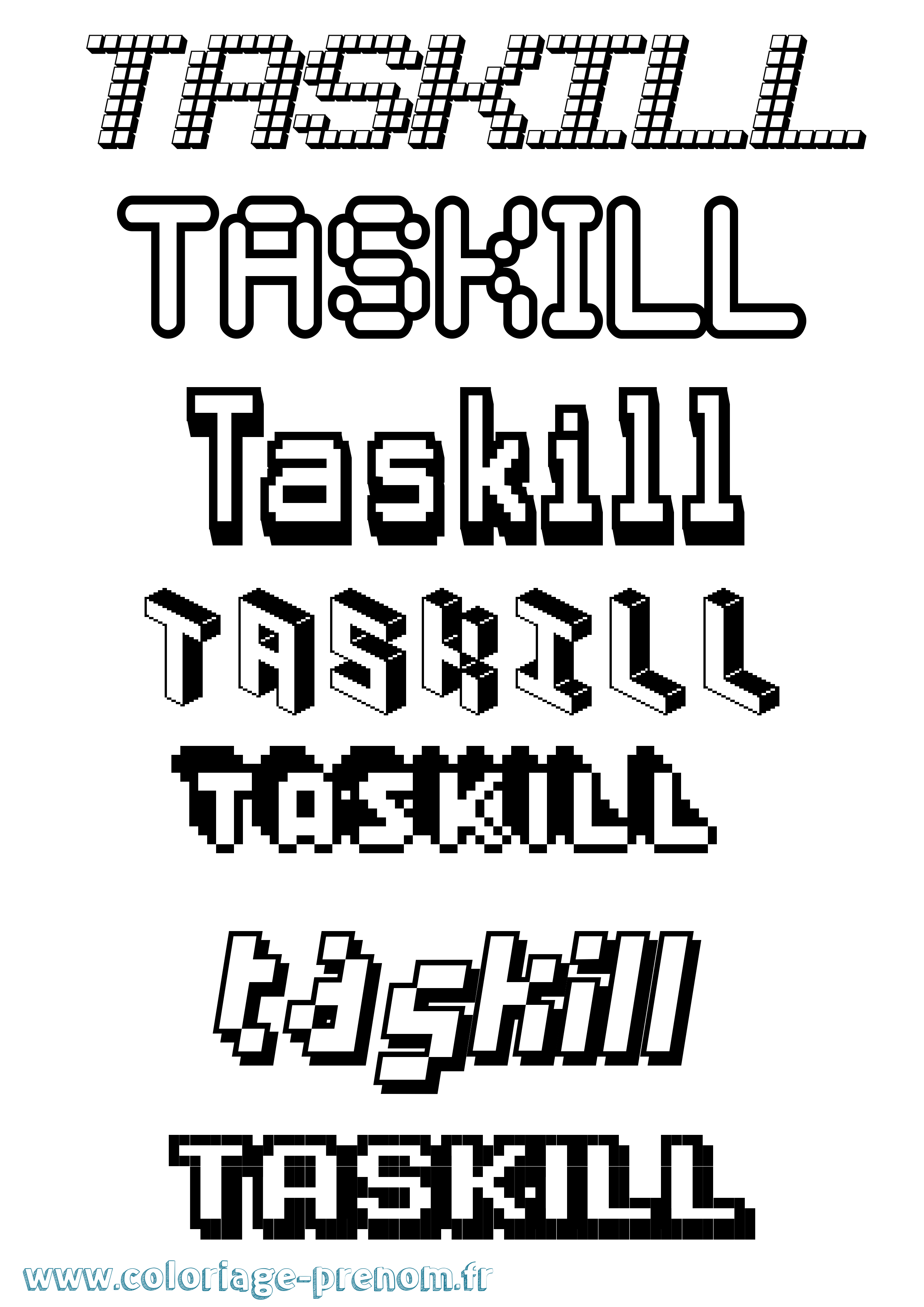 Coloriage prénom Taskill Pixel