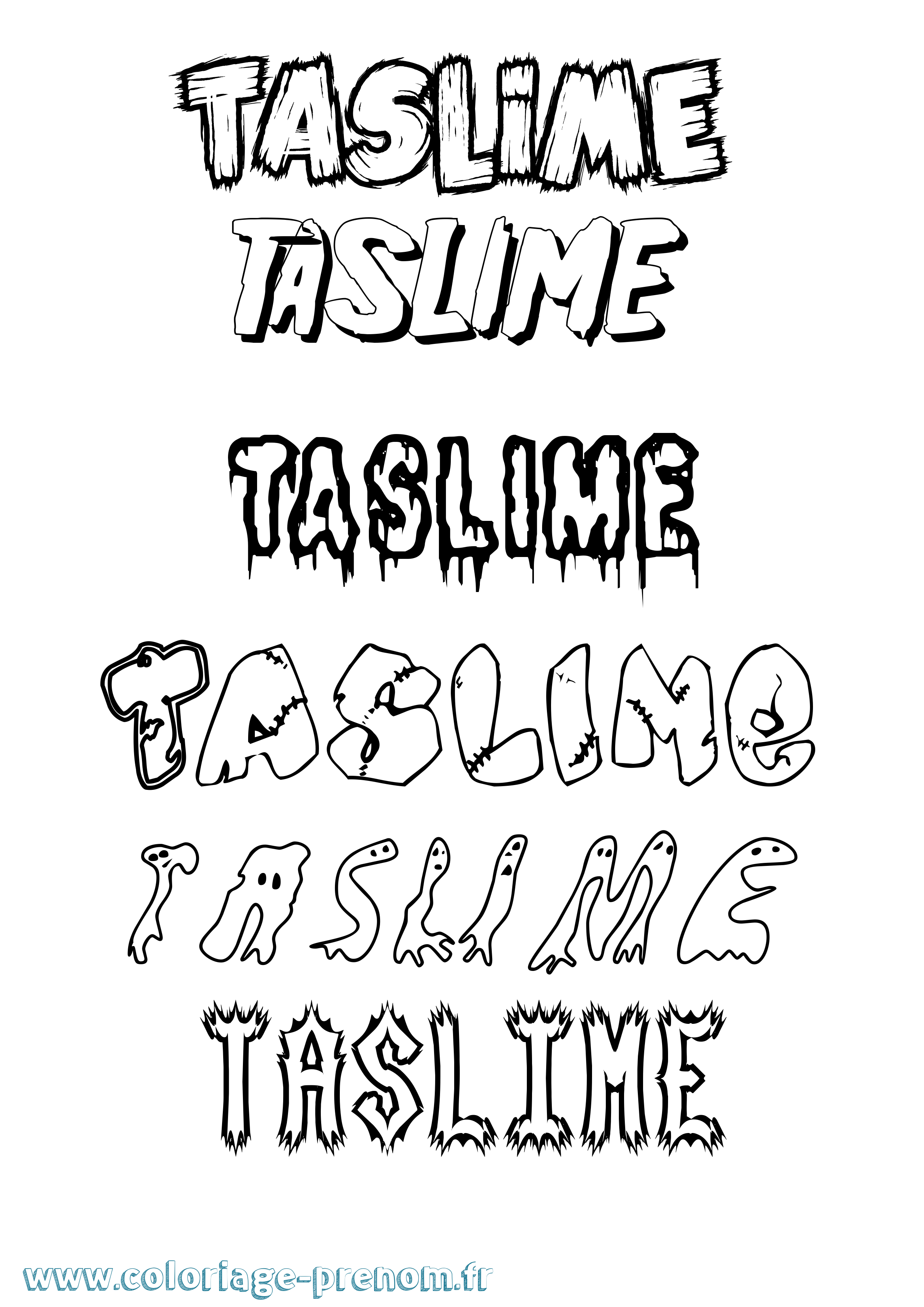 Coloriage prénom Taslime Frisson