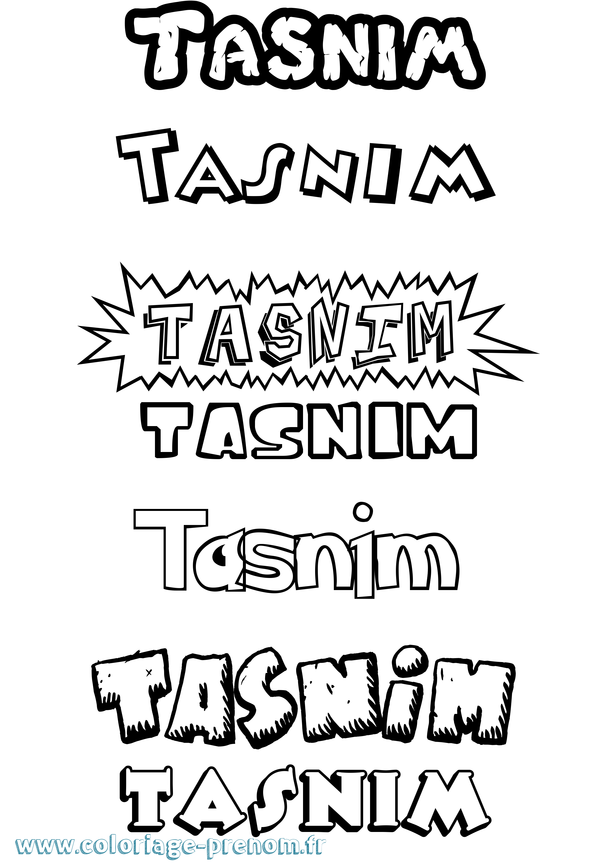 Coloriage Tasnim Dessin Animé Coloriage prénom Tasnim Dessin Animé