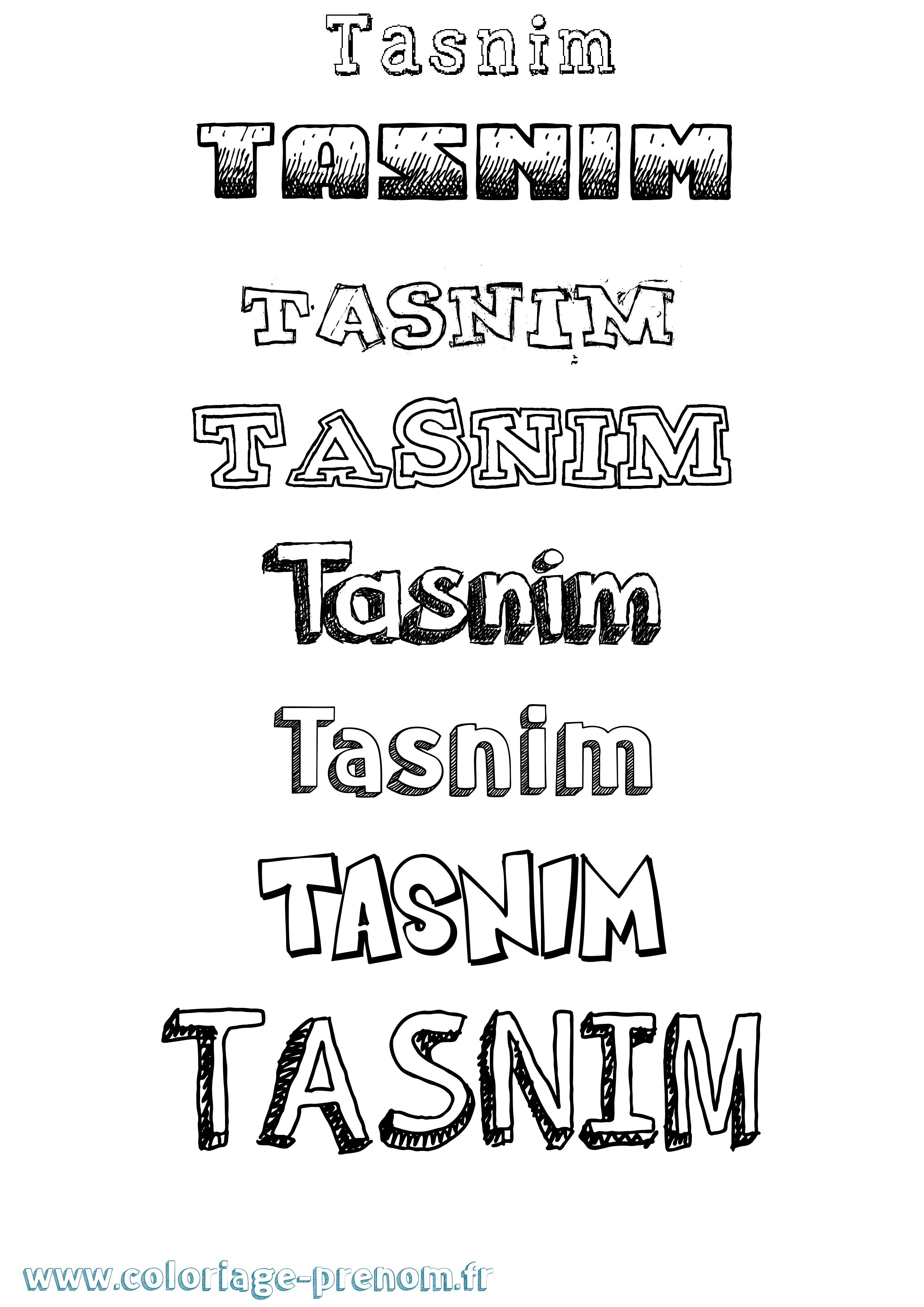 Coloriage prénom Tasnim Dessiné