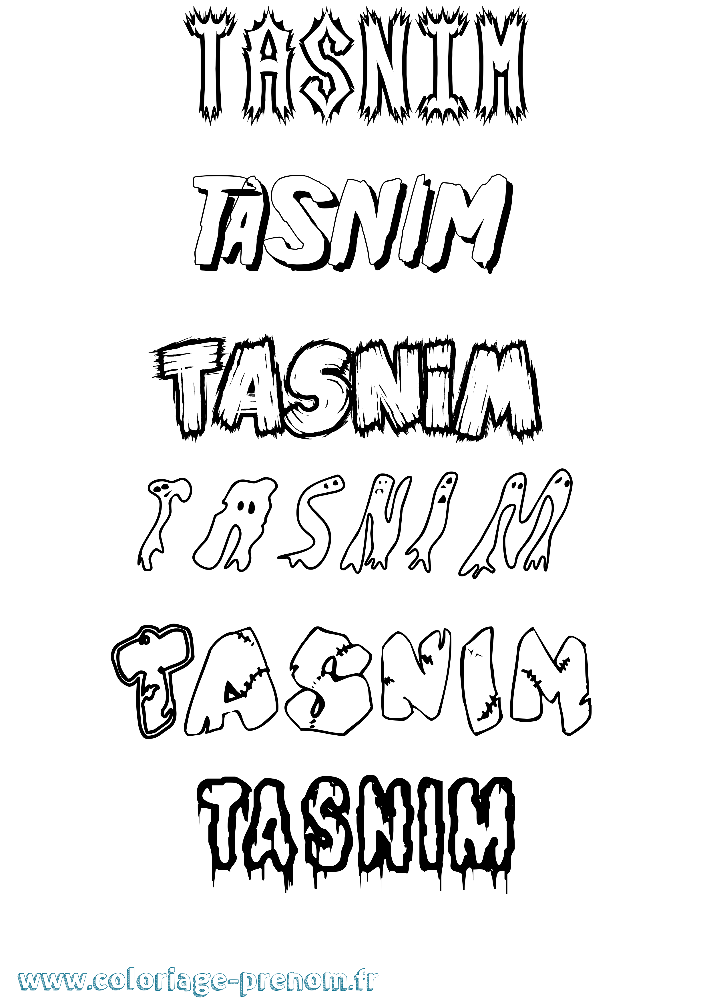 Coloriage prénom Tasnim Frisson
