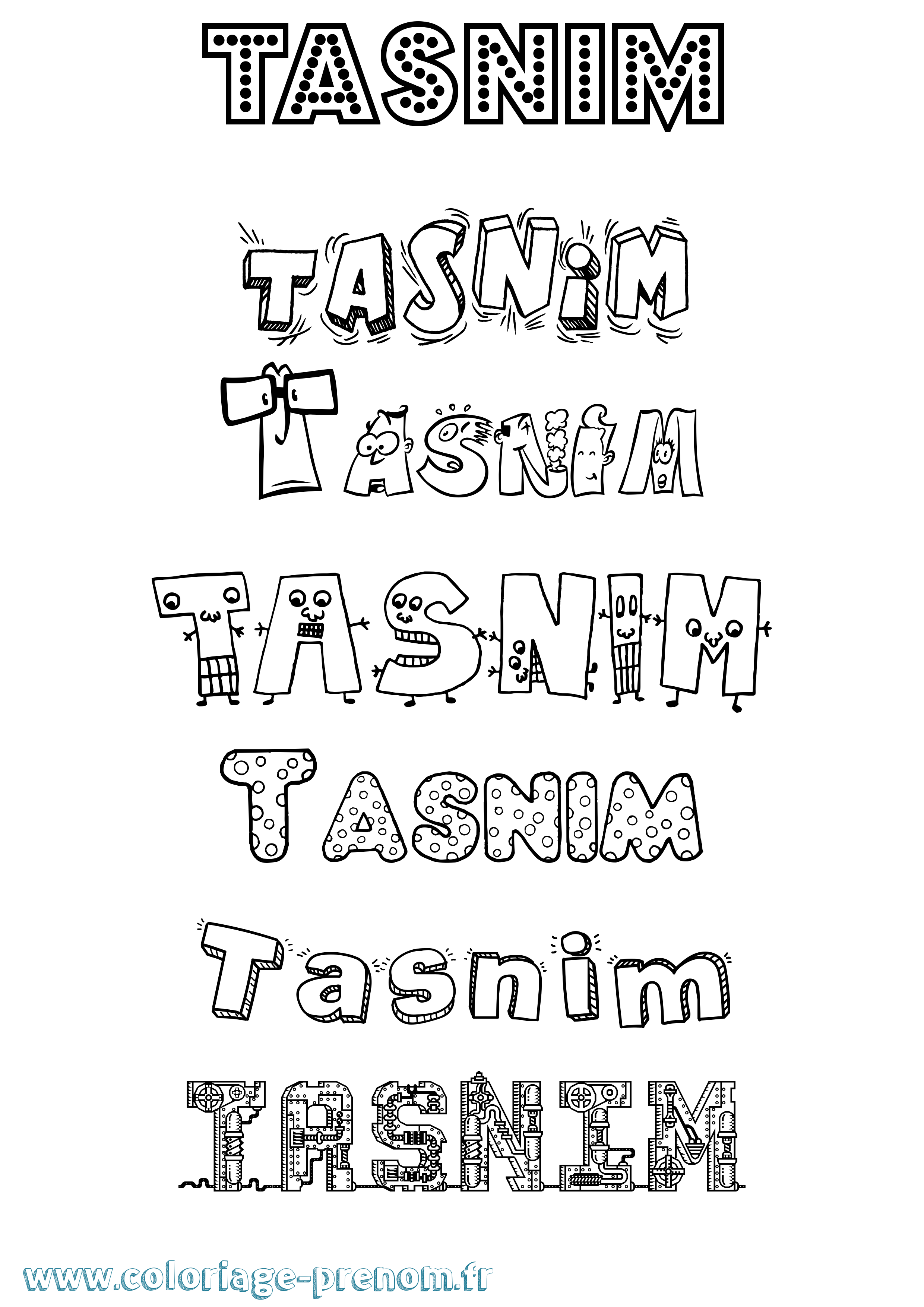 Coloriage Tasnim Fun Coloriage prénom Tasnim Fun