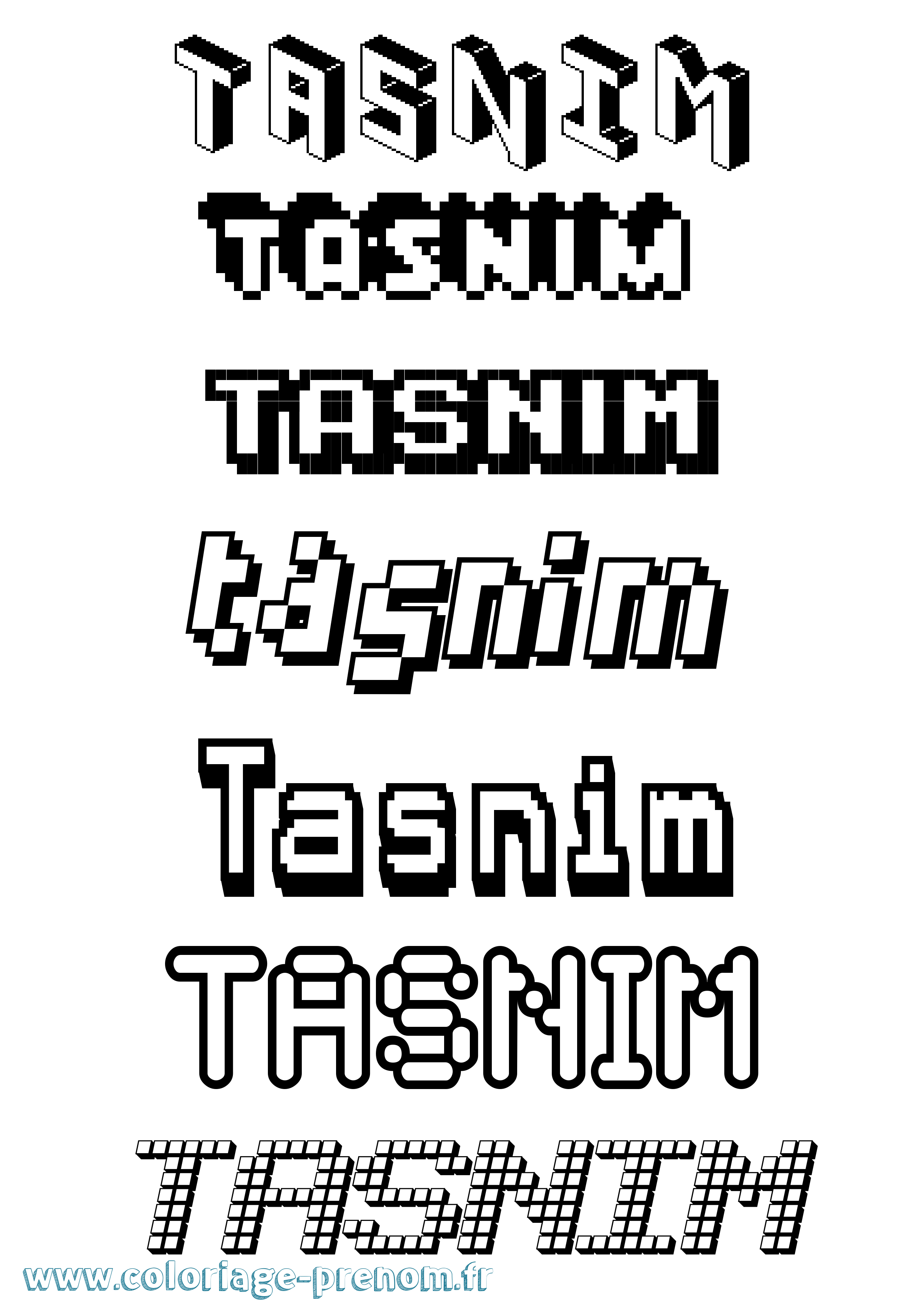 Coloriage Tasnim Pixel Coloriage prénom Tasnim Pixel