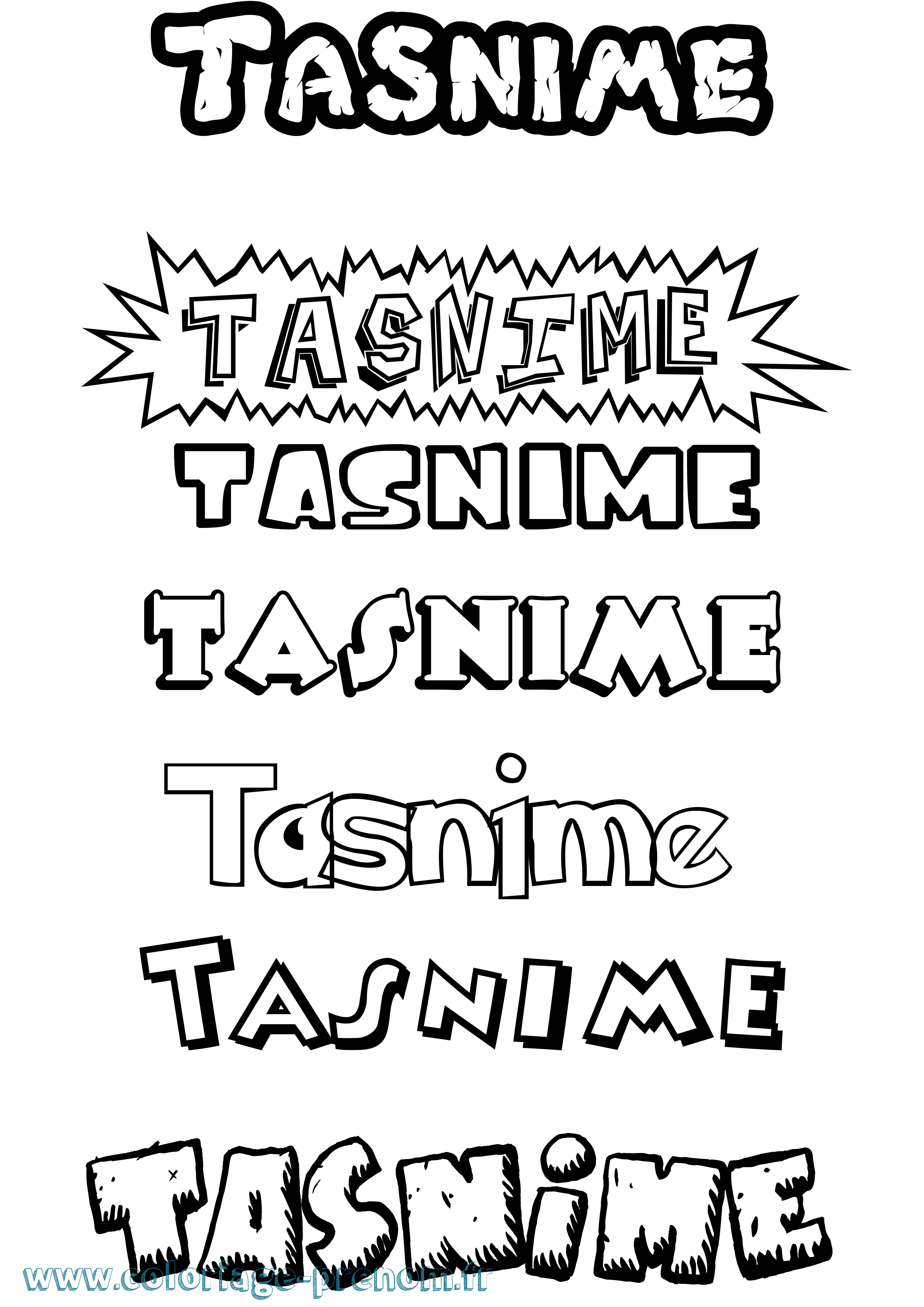 Coloriage prénom Tasnime Dessin Animé