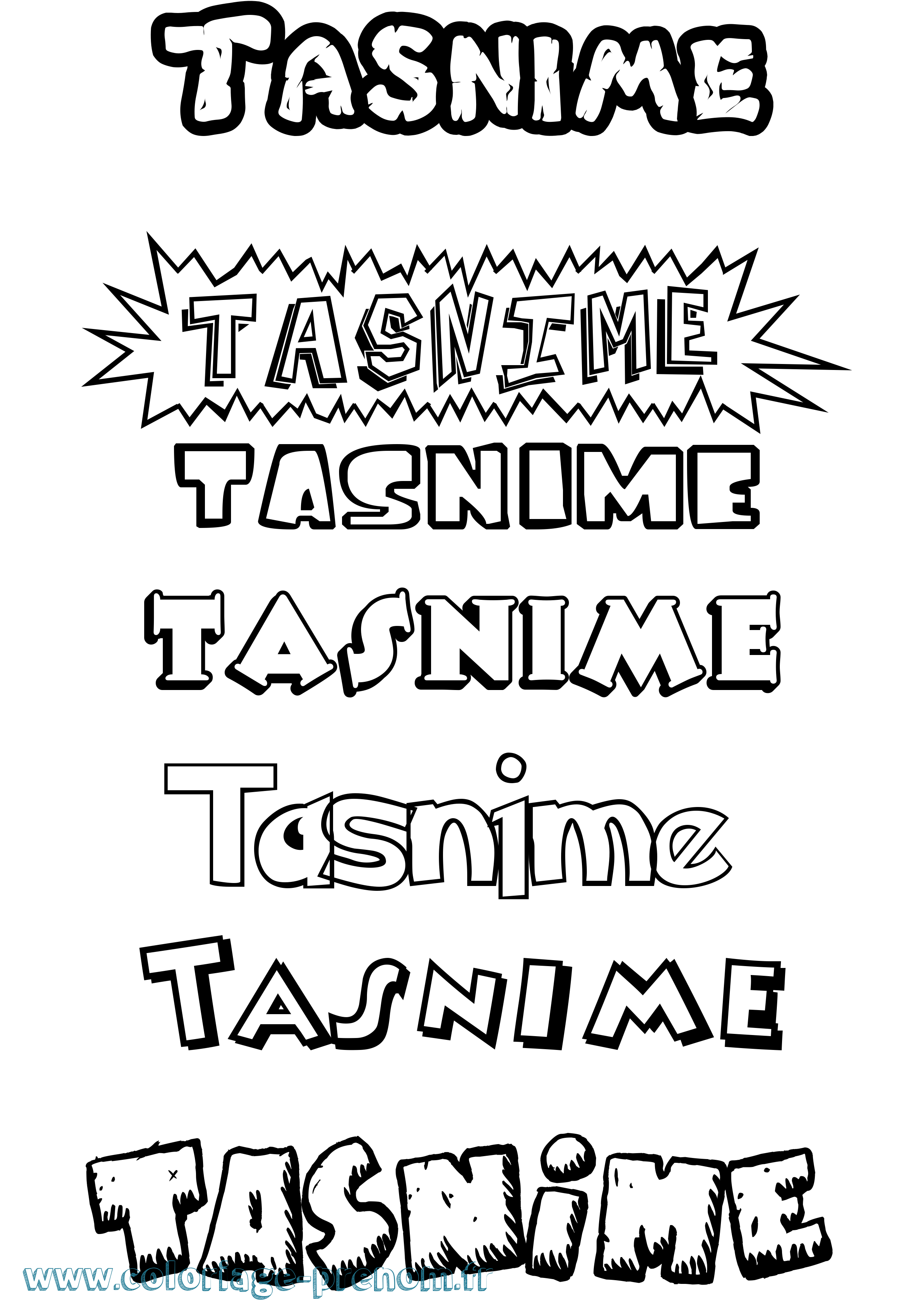 Coloriage Tasnime Dessin Animé Coloriage prénom Tasnime Dessin Animé