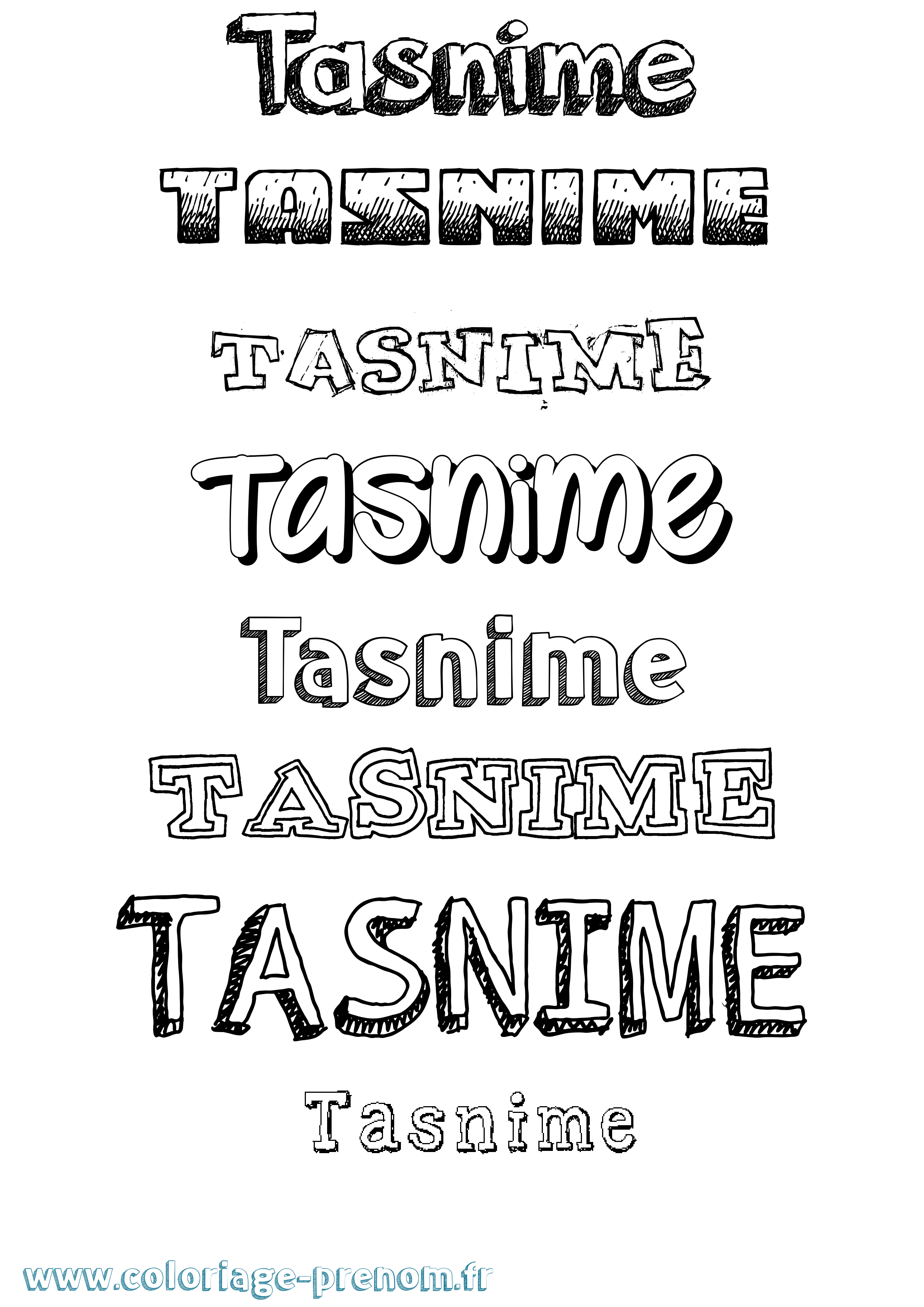 Coloriage prénom Tasnime Dessiné