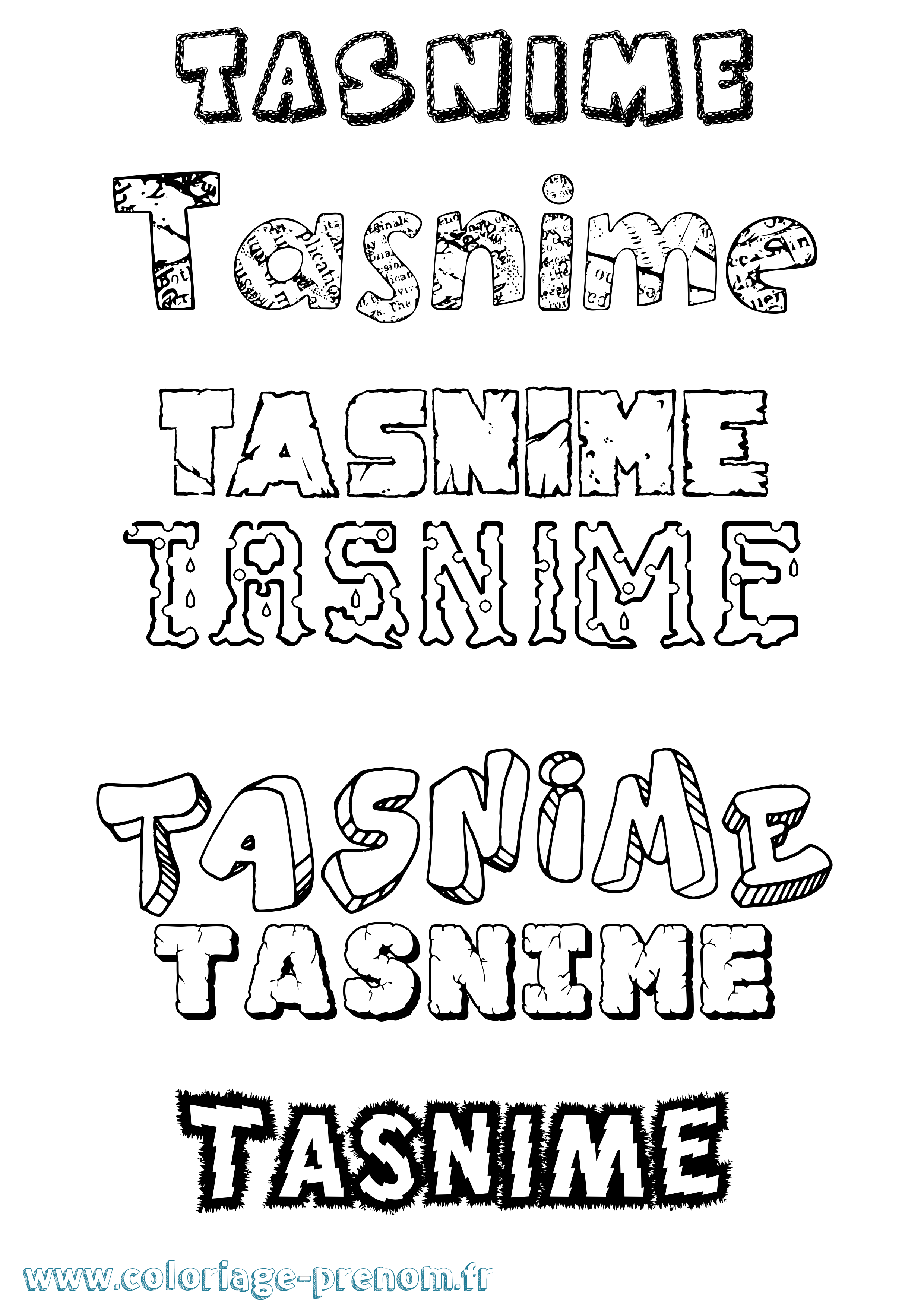 Coloriage Tasnime Destructuré Coloriage prénom Tasnime Destructuré
