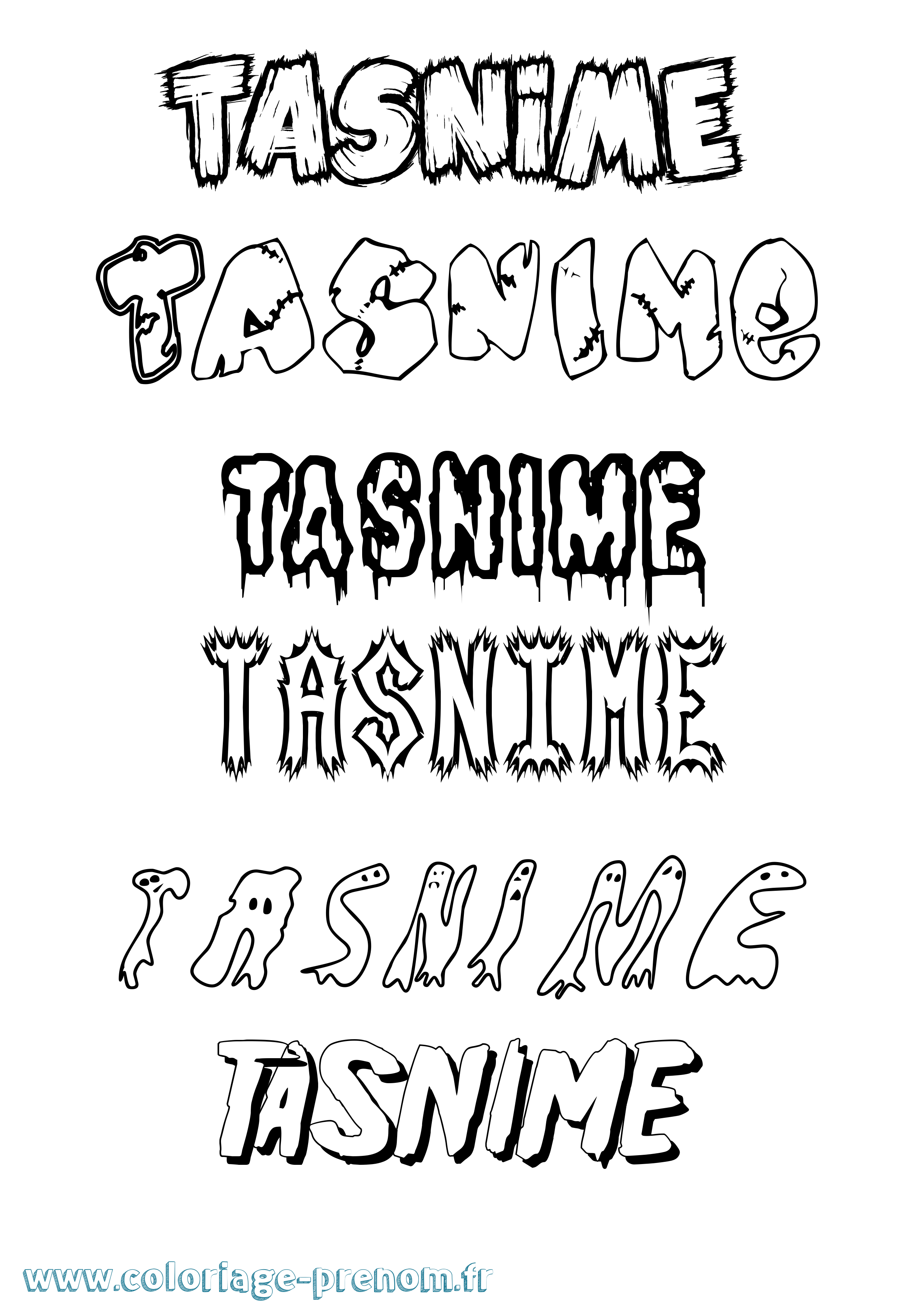Coloriage prénom Tasnime Frisson