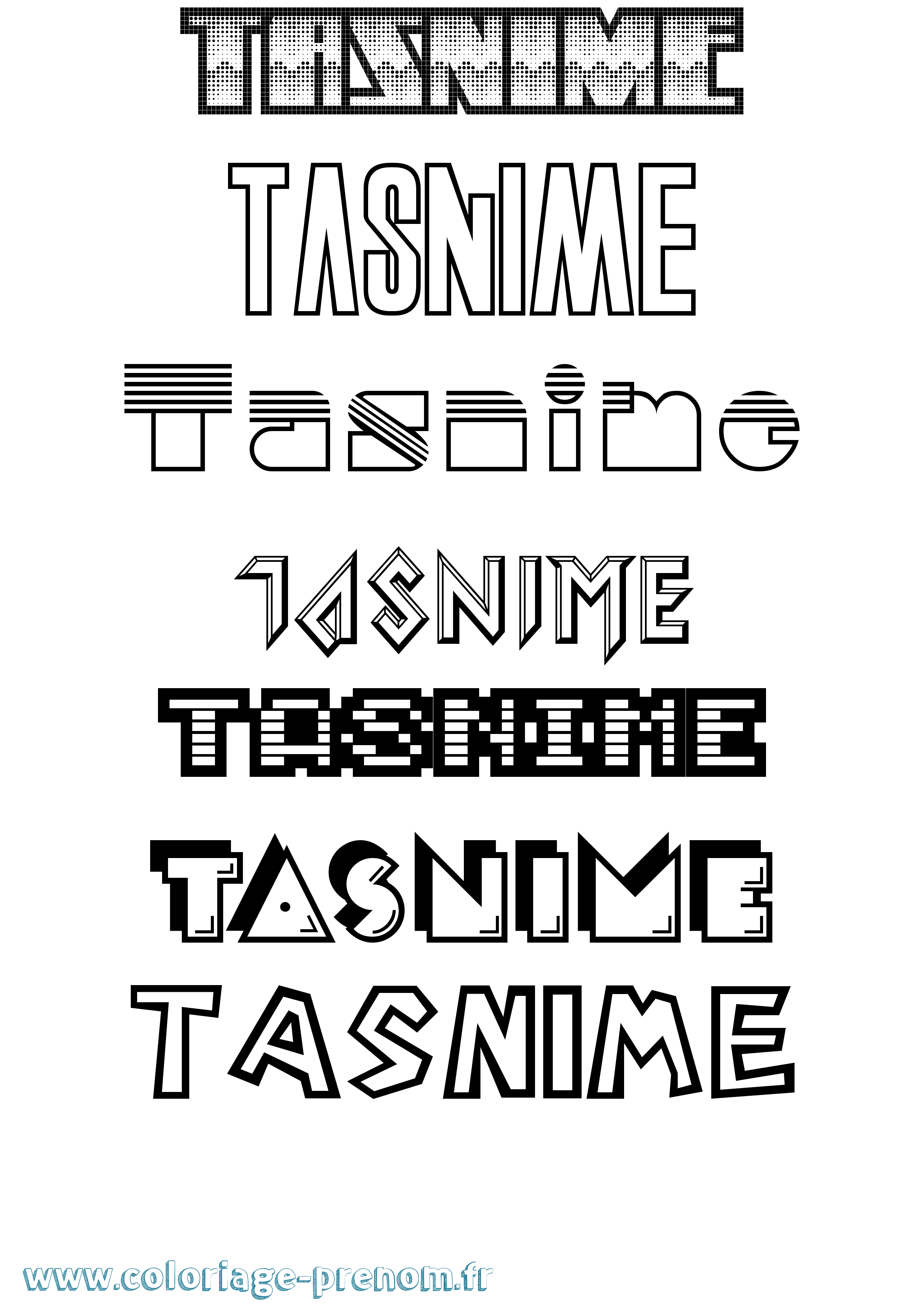 Coloriage prénom Tasnime
