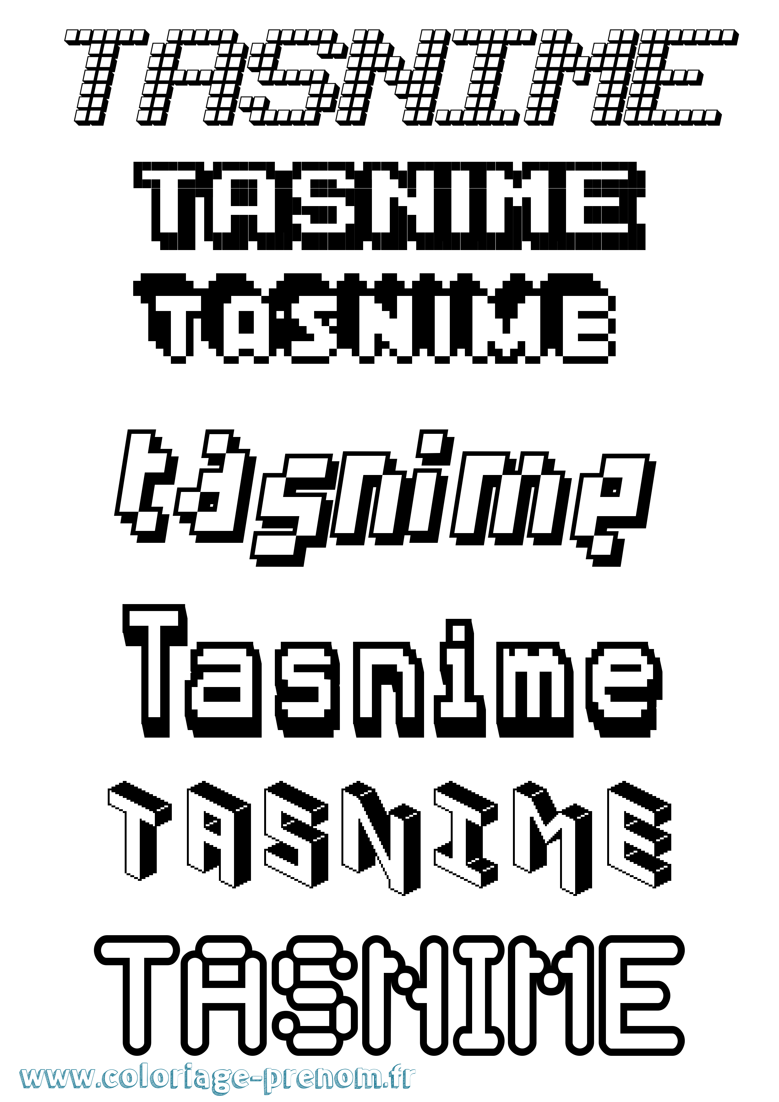 Coloriage Tasnime Pixel Coloriage prénom Tasnime Pixel