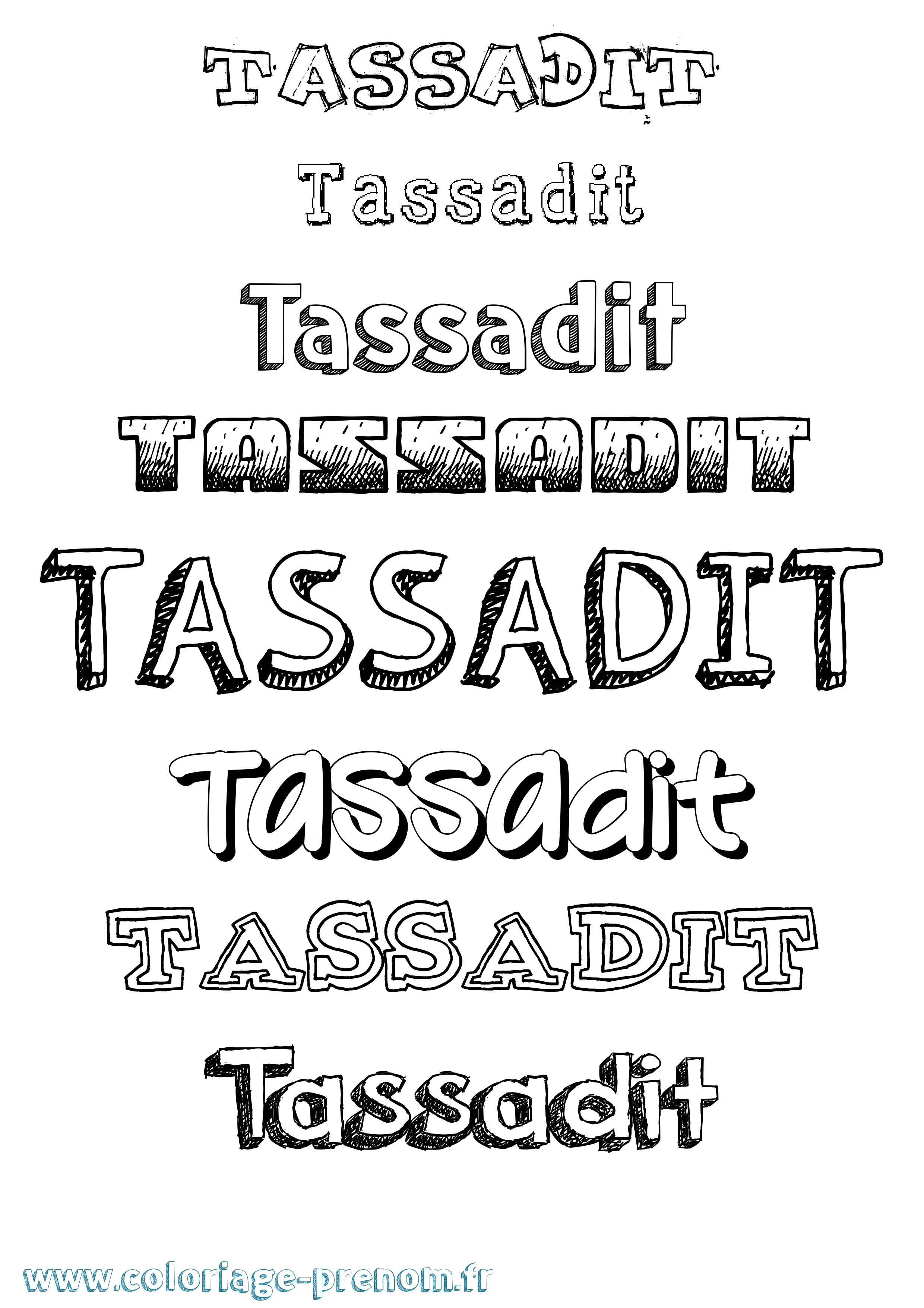 Coloriage prénom Tassadit Dessiné