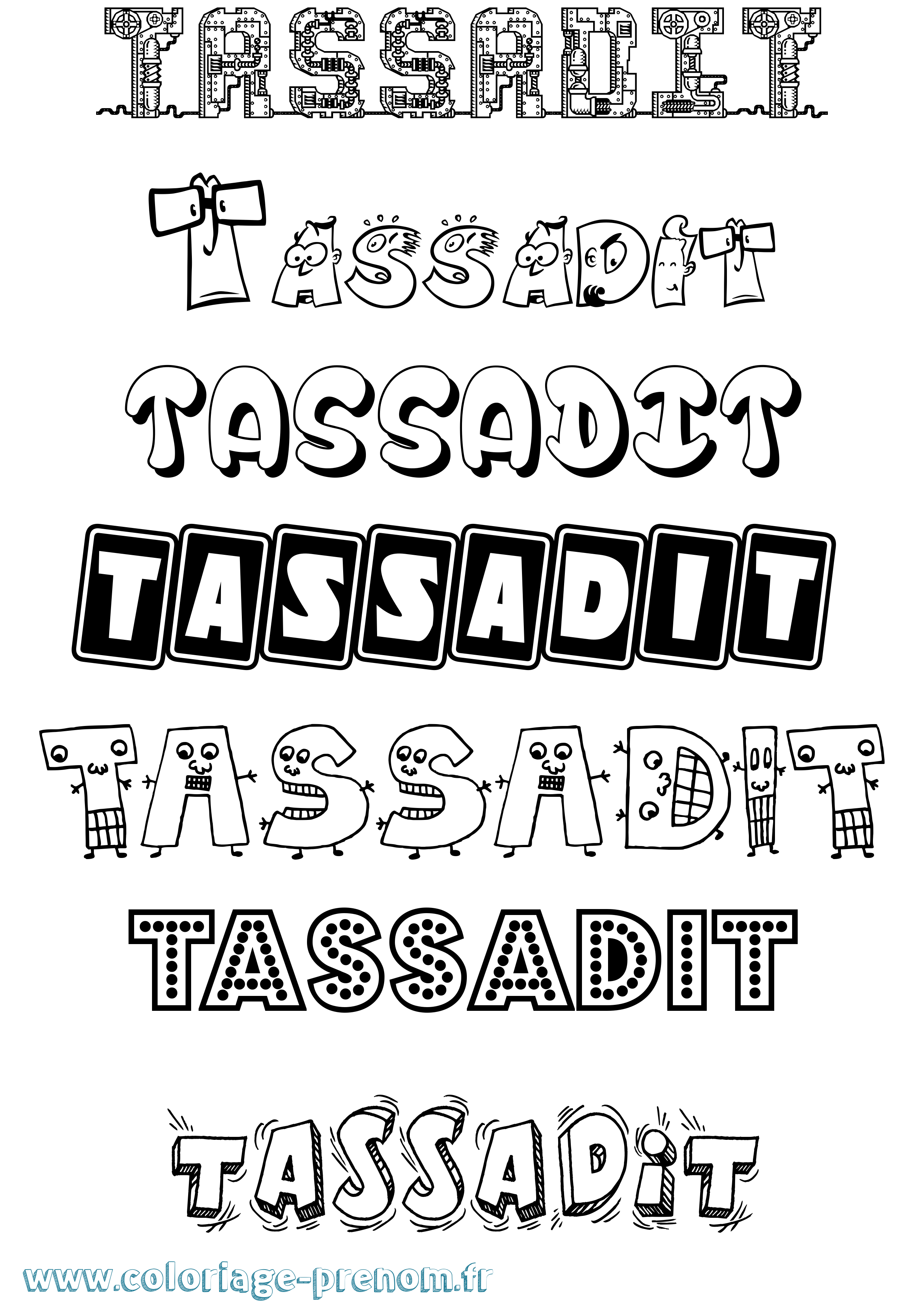 Coloriage prénom Tassadit Fun
