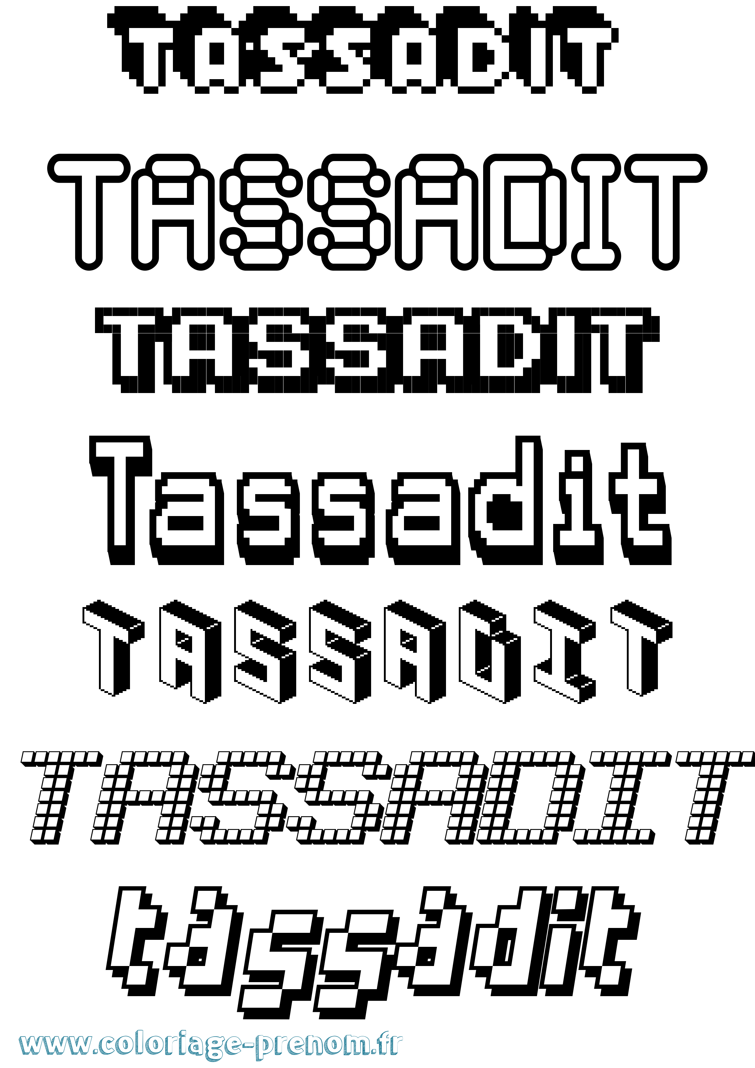 Coloriage prénom Tassadit Pixel