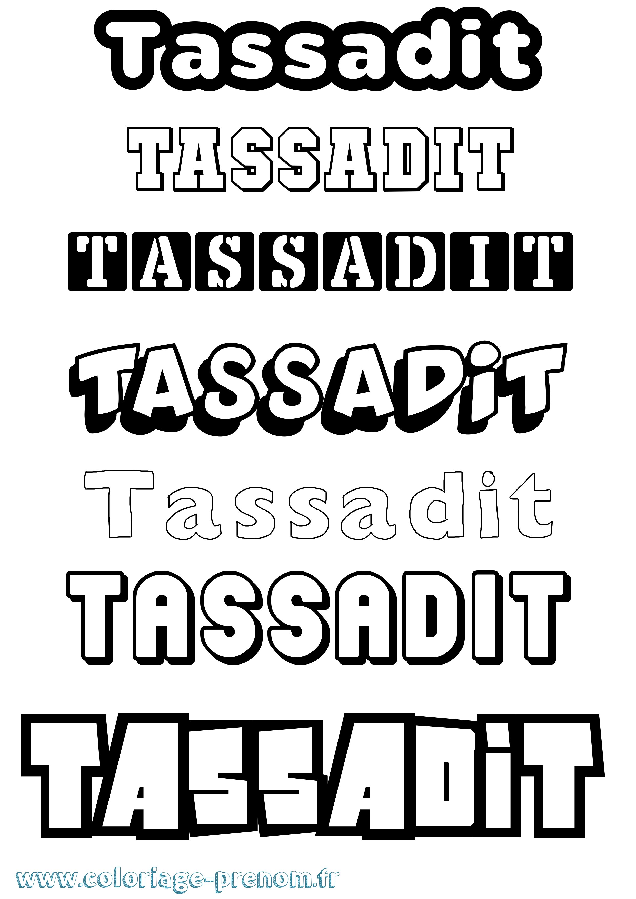 Coloriage prénom Tassadit Simple