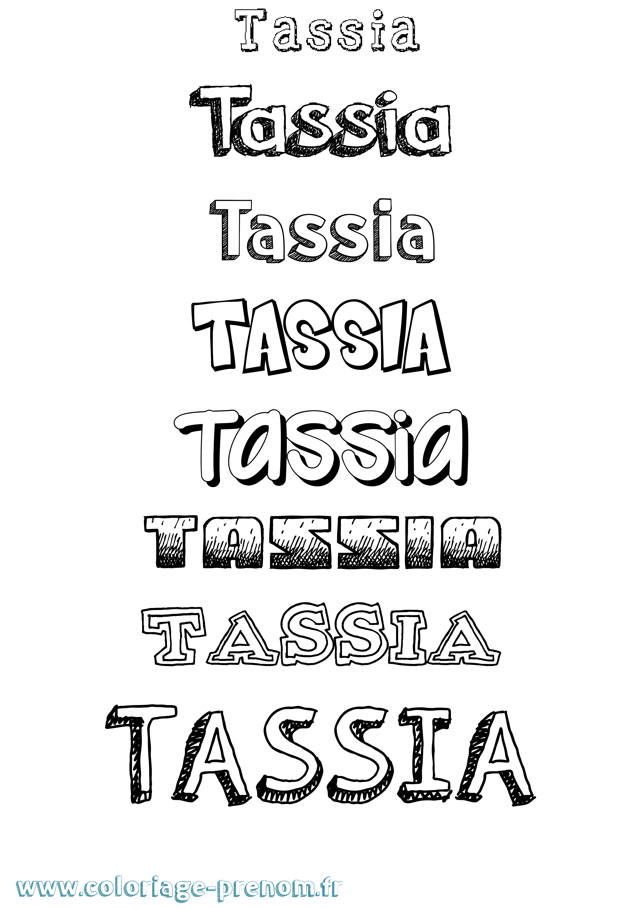 Coloriage prénom Tassia Dessiné