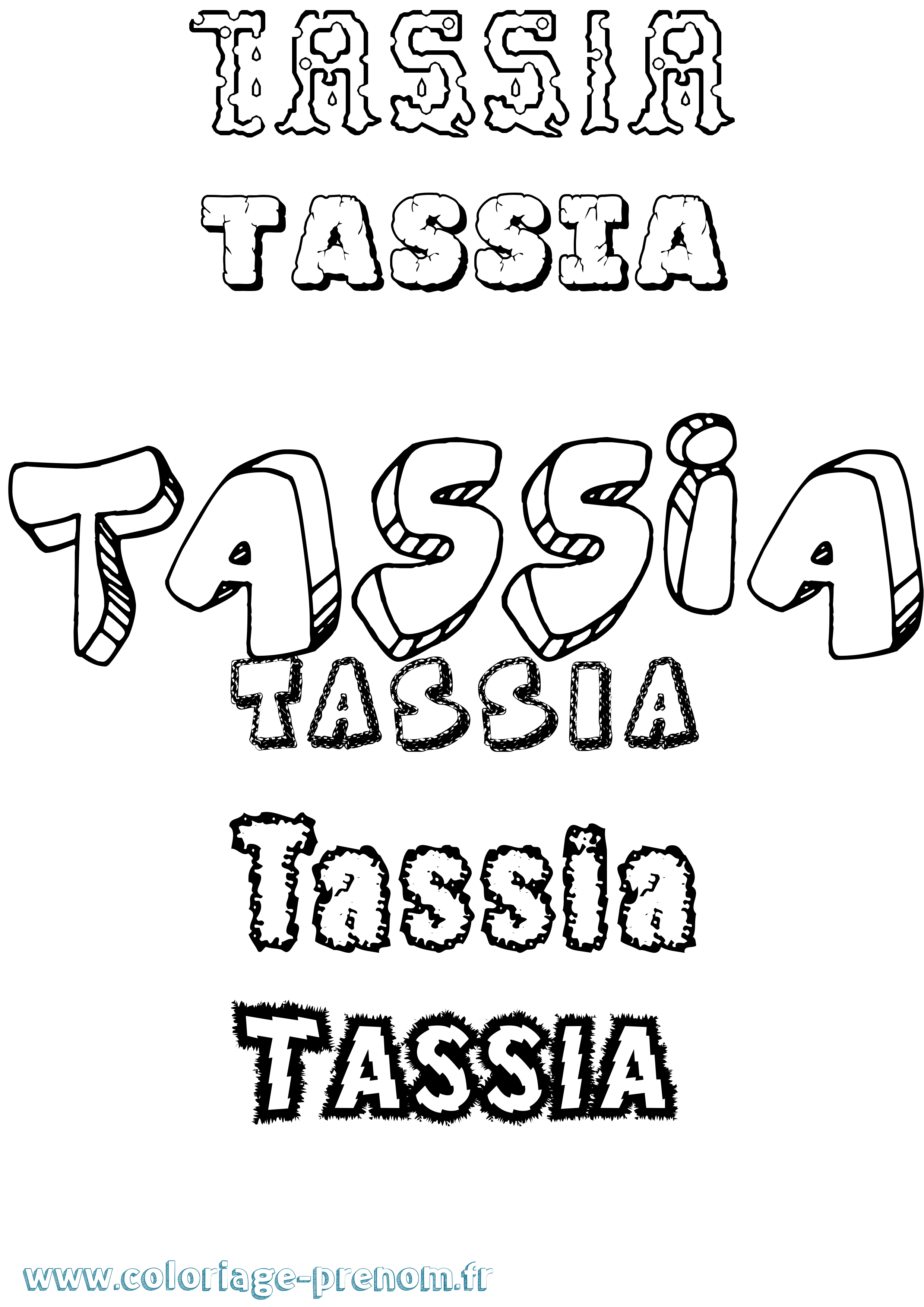 Coloriage prénom Tassia Destructuré