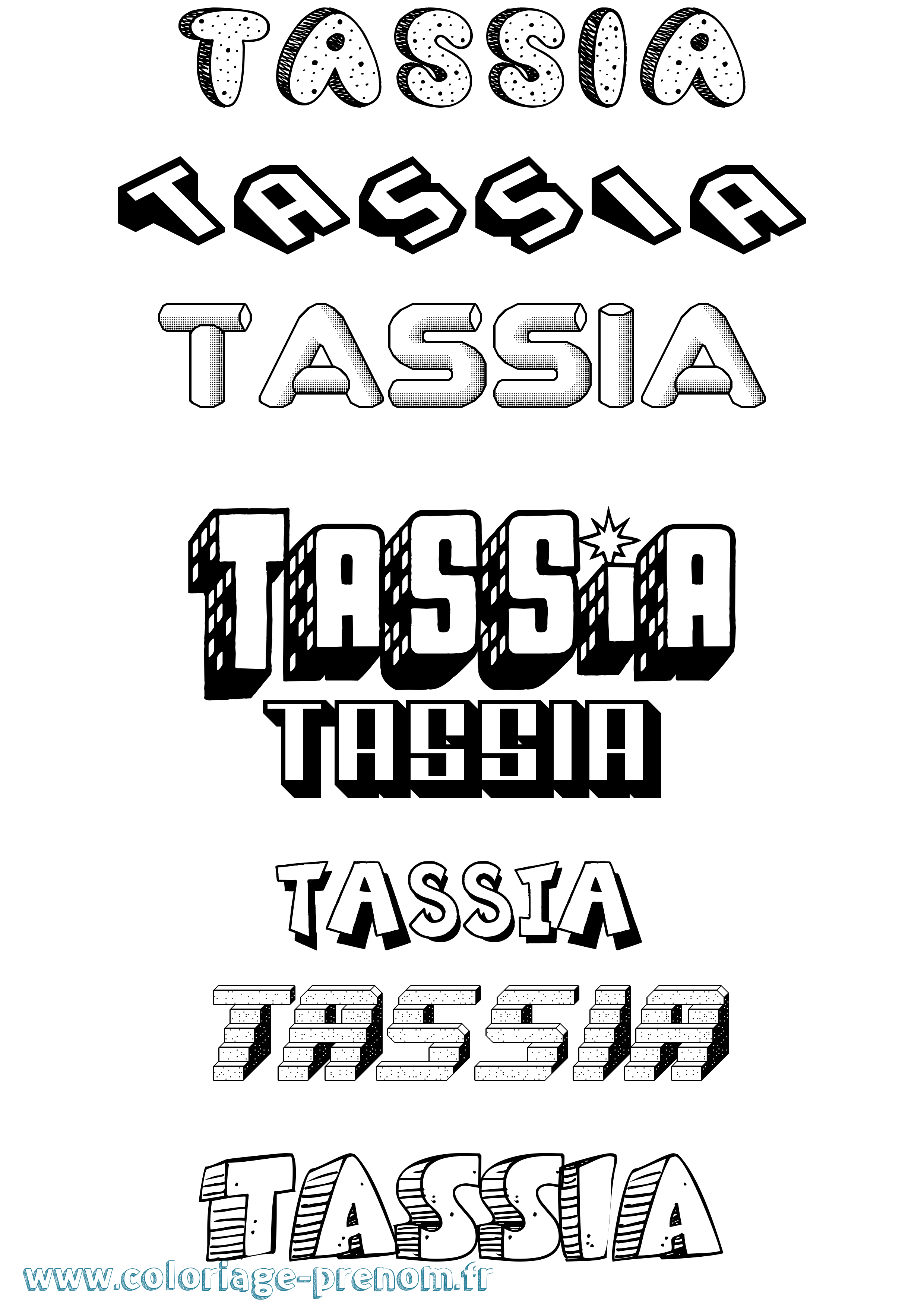 Coloriage prénom Tassia Effet 3D