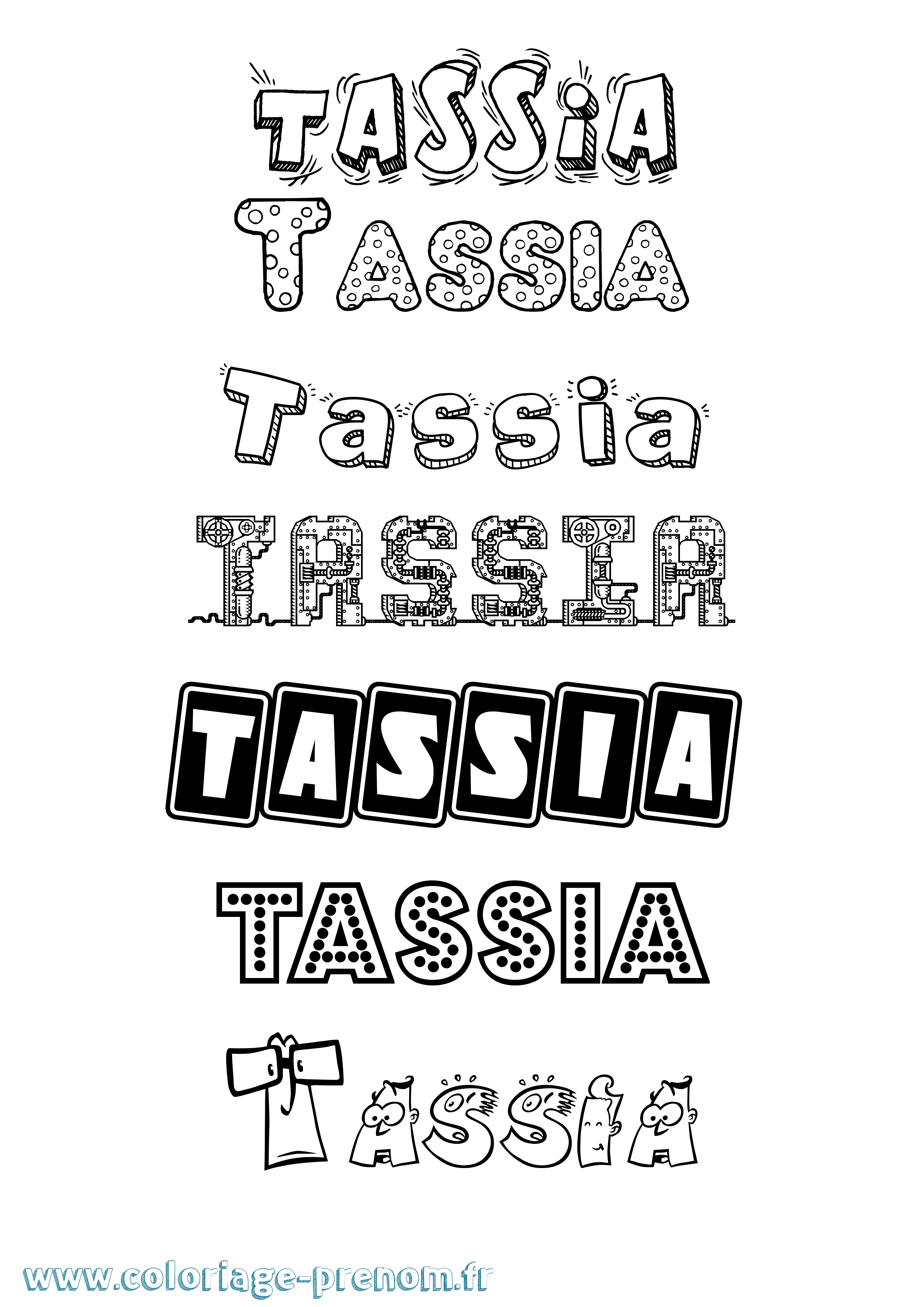 Coloriage prénom Tassia Fun