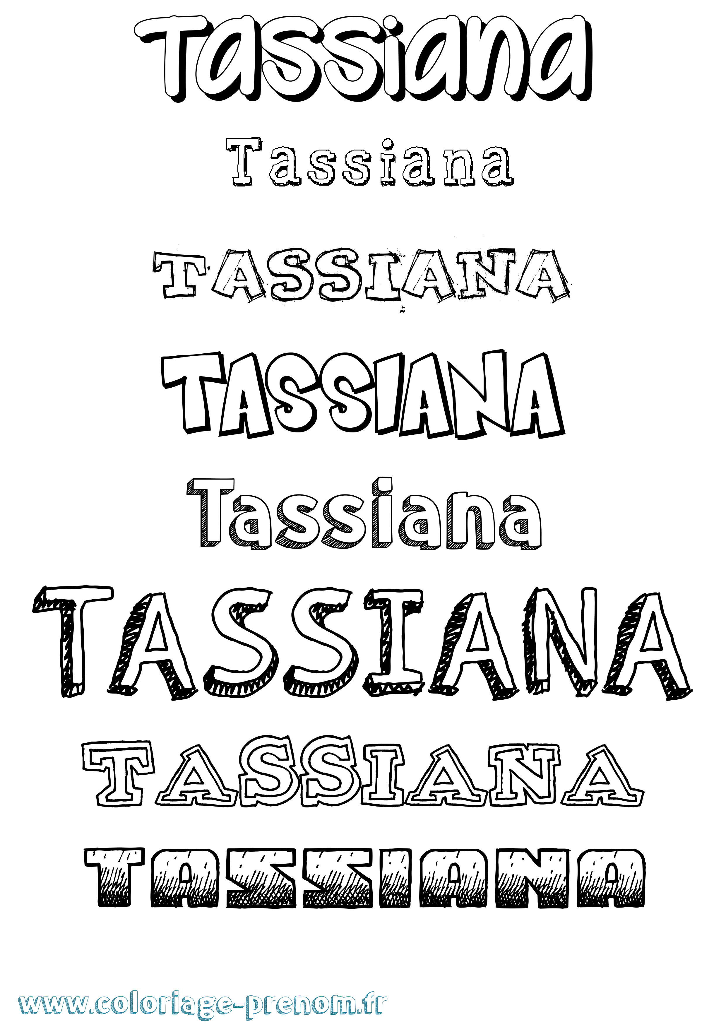 Coloriage prénom Tassiana Dessiné