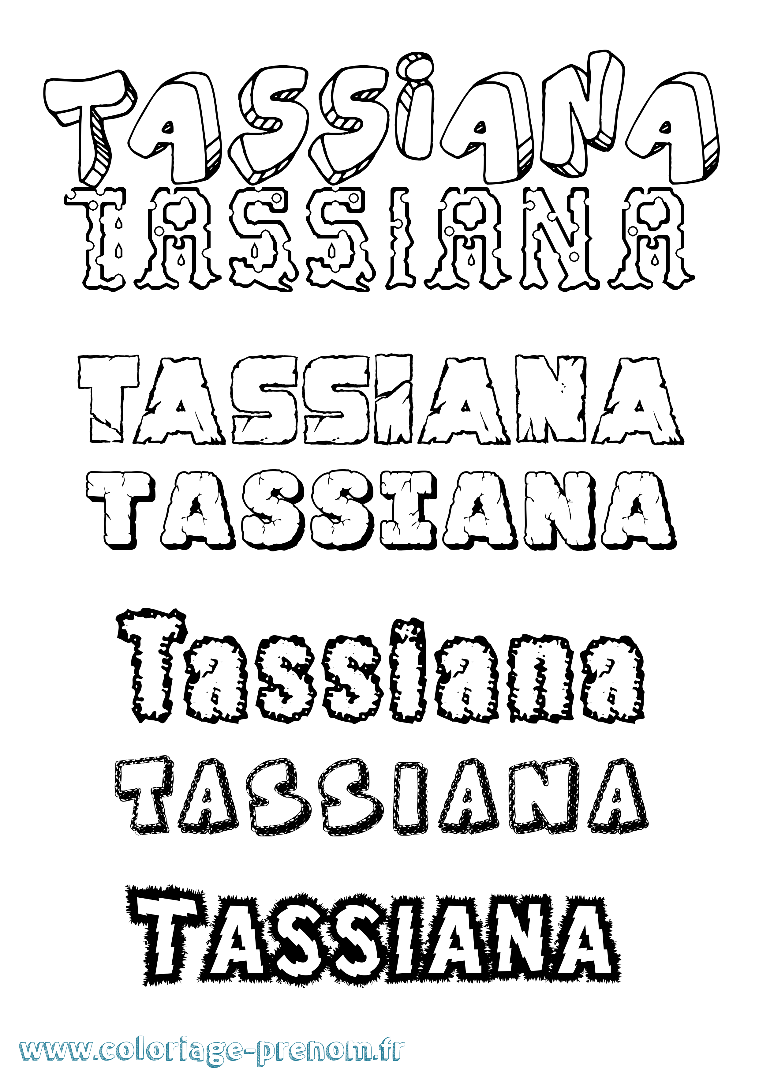 Coloriage prénom Tassiana Destructuré