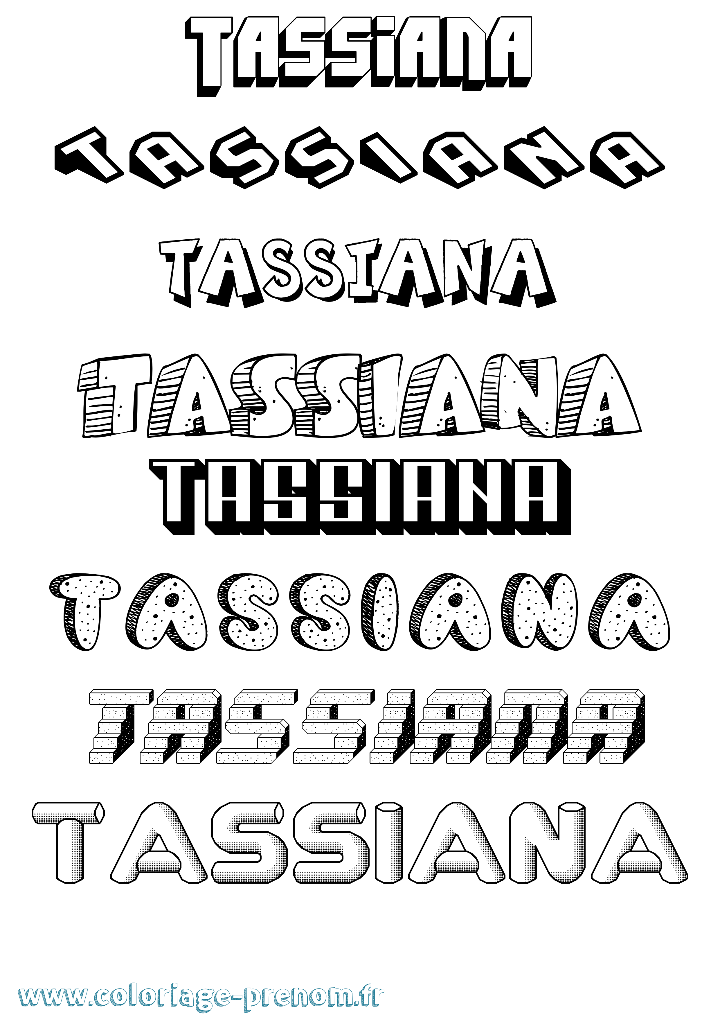 Coloriage prénom Tassiana Effet 3D