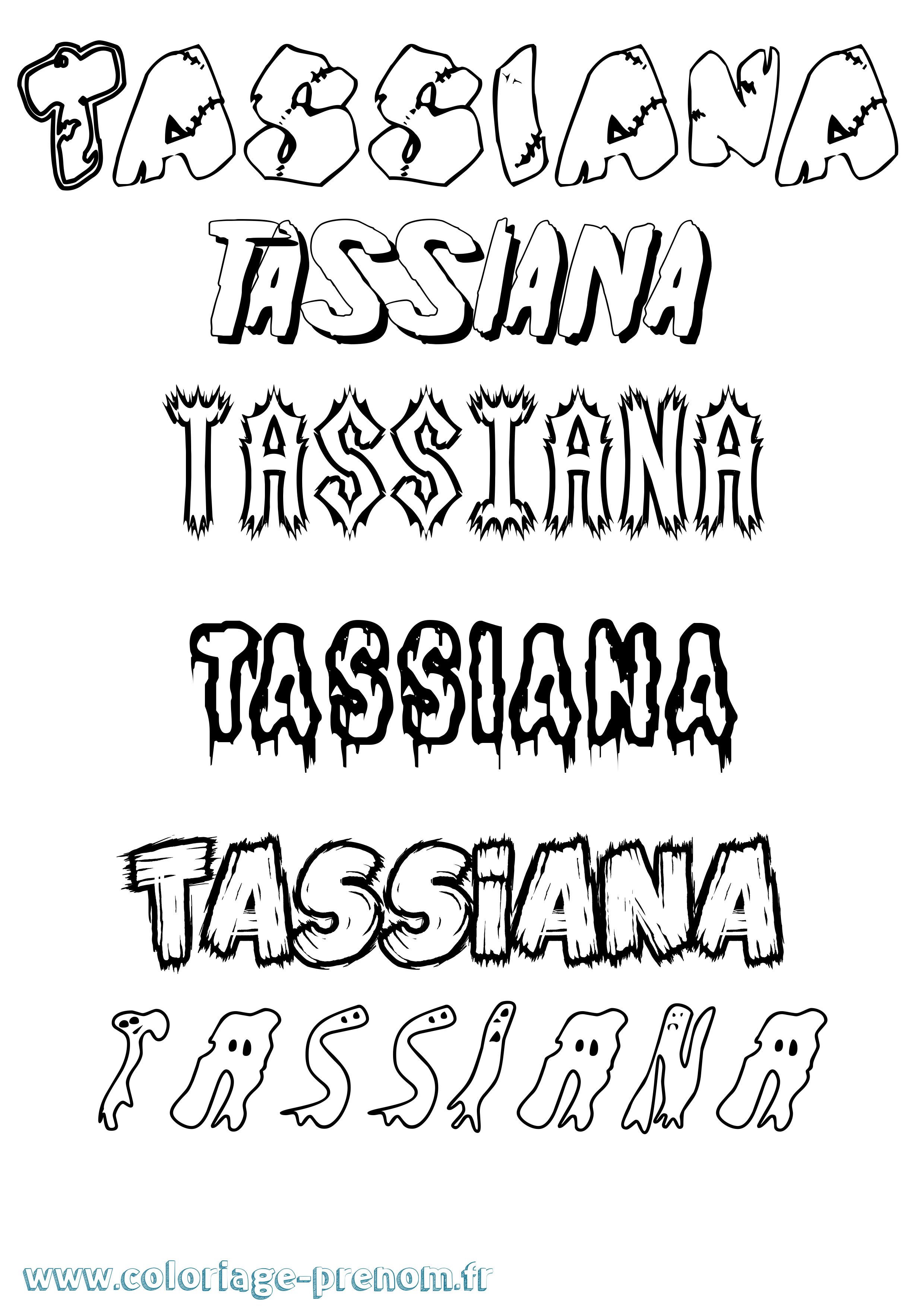 Coloriage prénom Tassiana Frisson