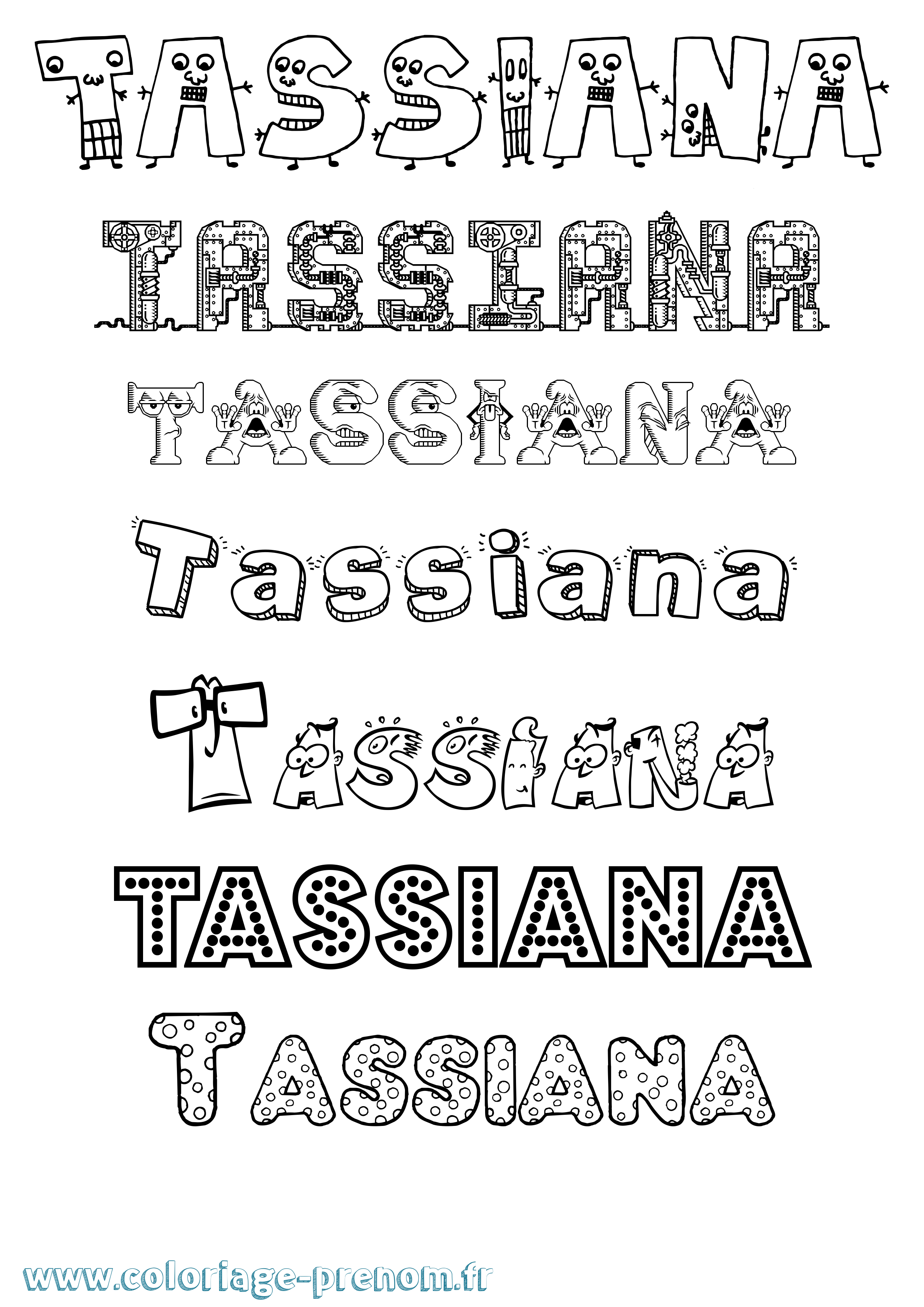 Coloriage prénom Tassiana Fun