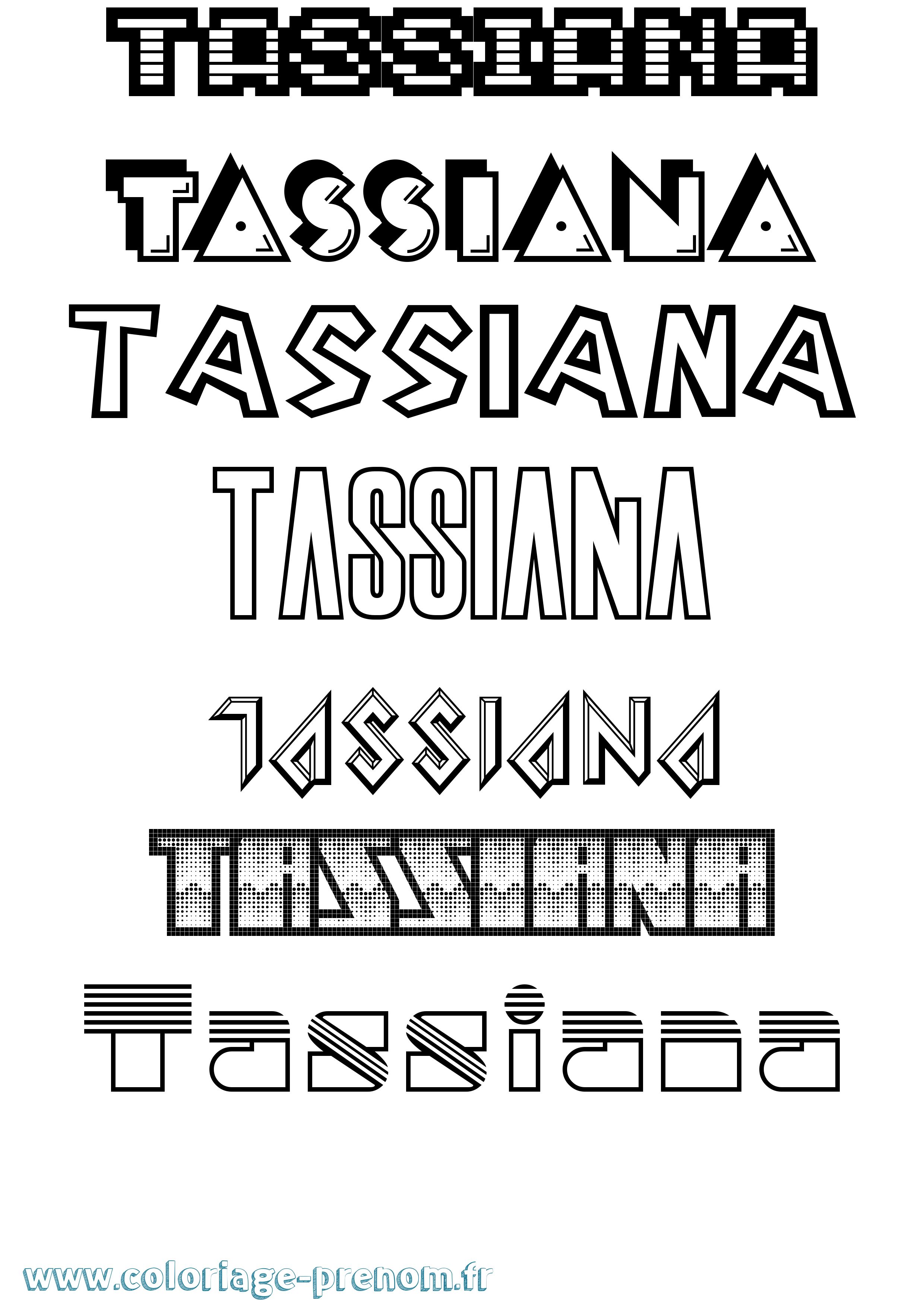 Coloriage prénom Tassiana Jeux Vidéos