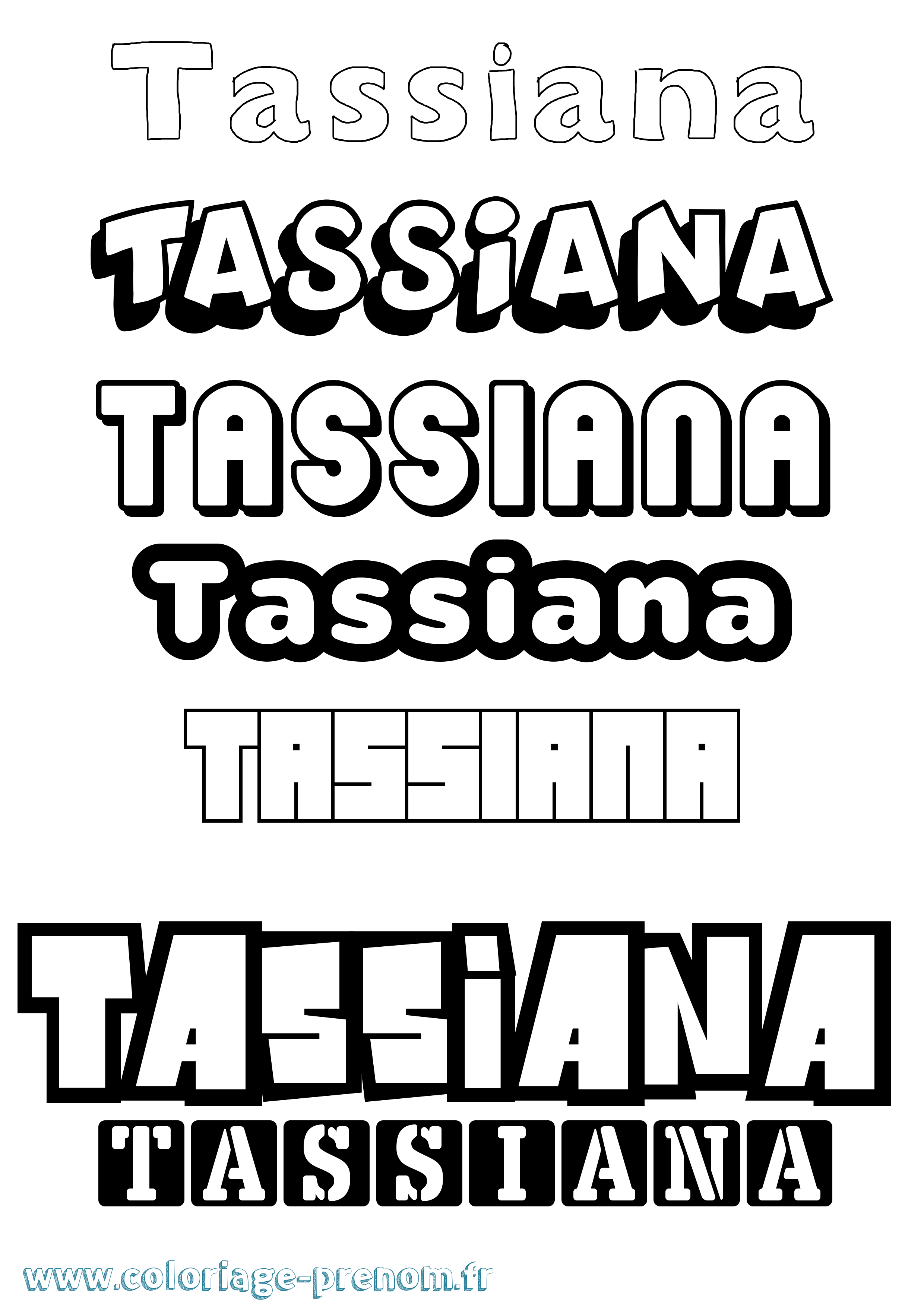 Coloriage prénom Tassiana Simple
