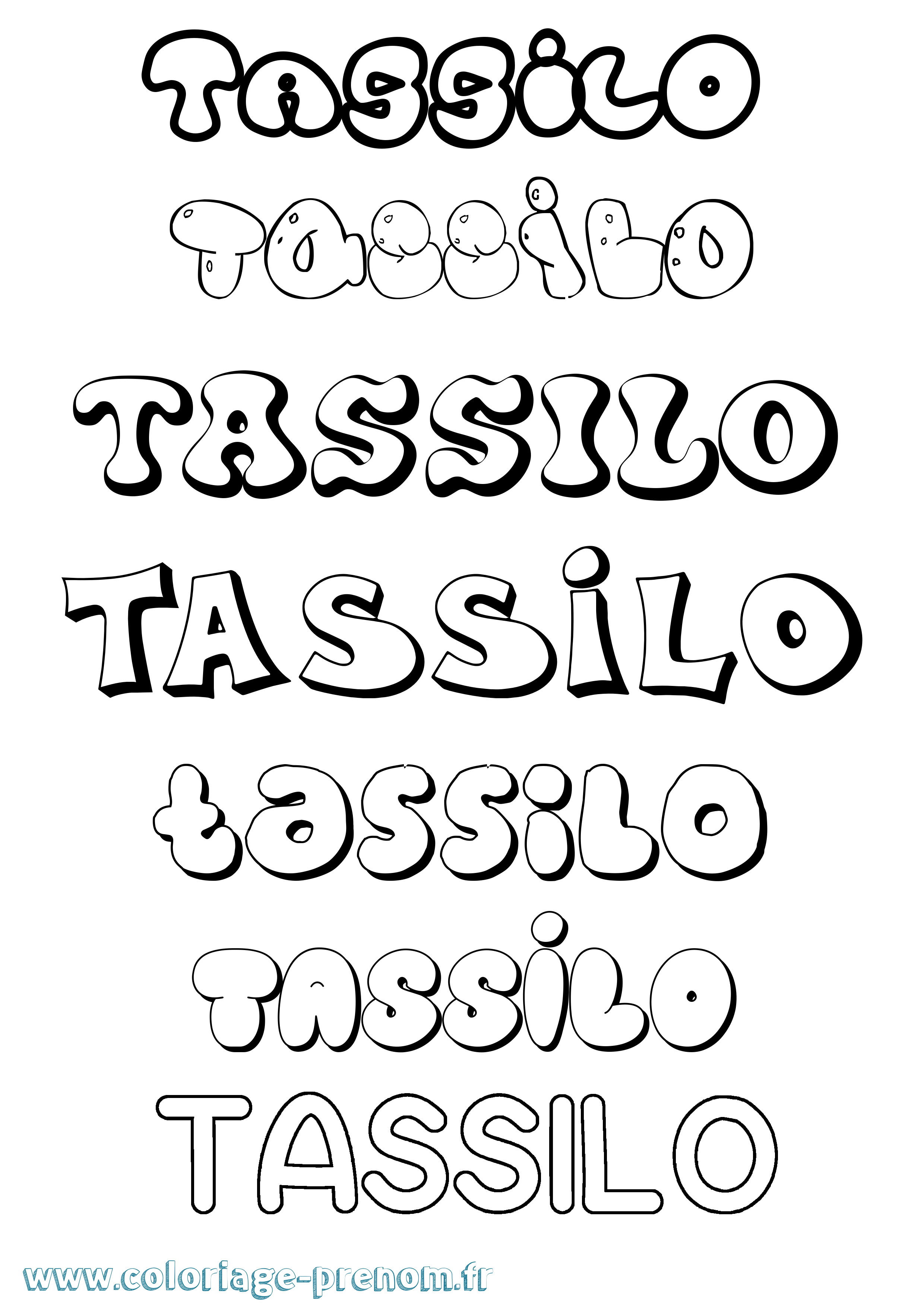 Coloriage prénom Tassilo Bubble