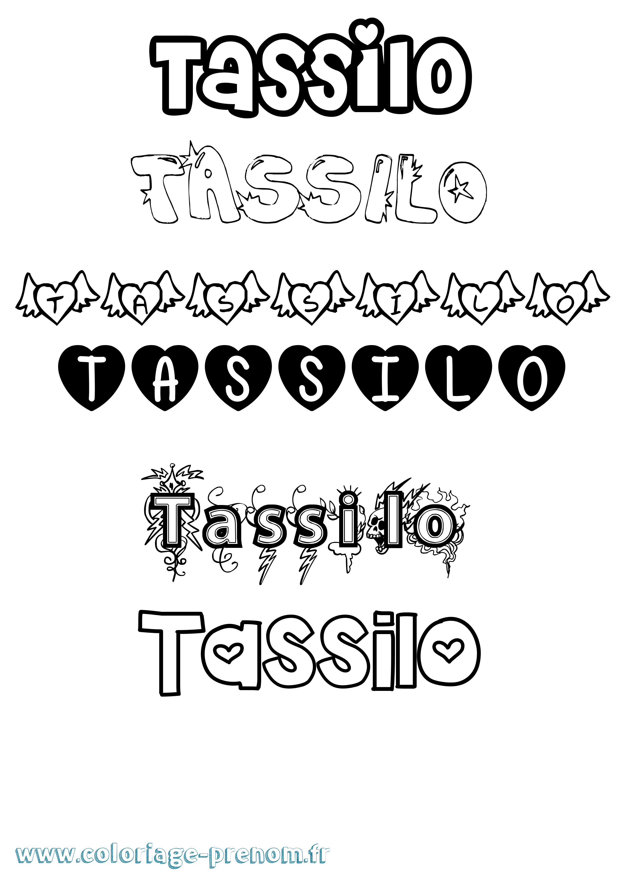 Coloriage prénom Tassilo Girly