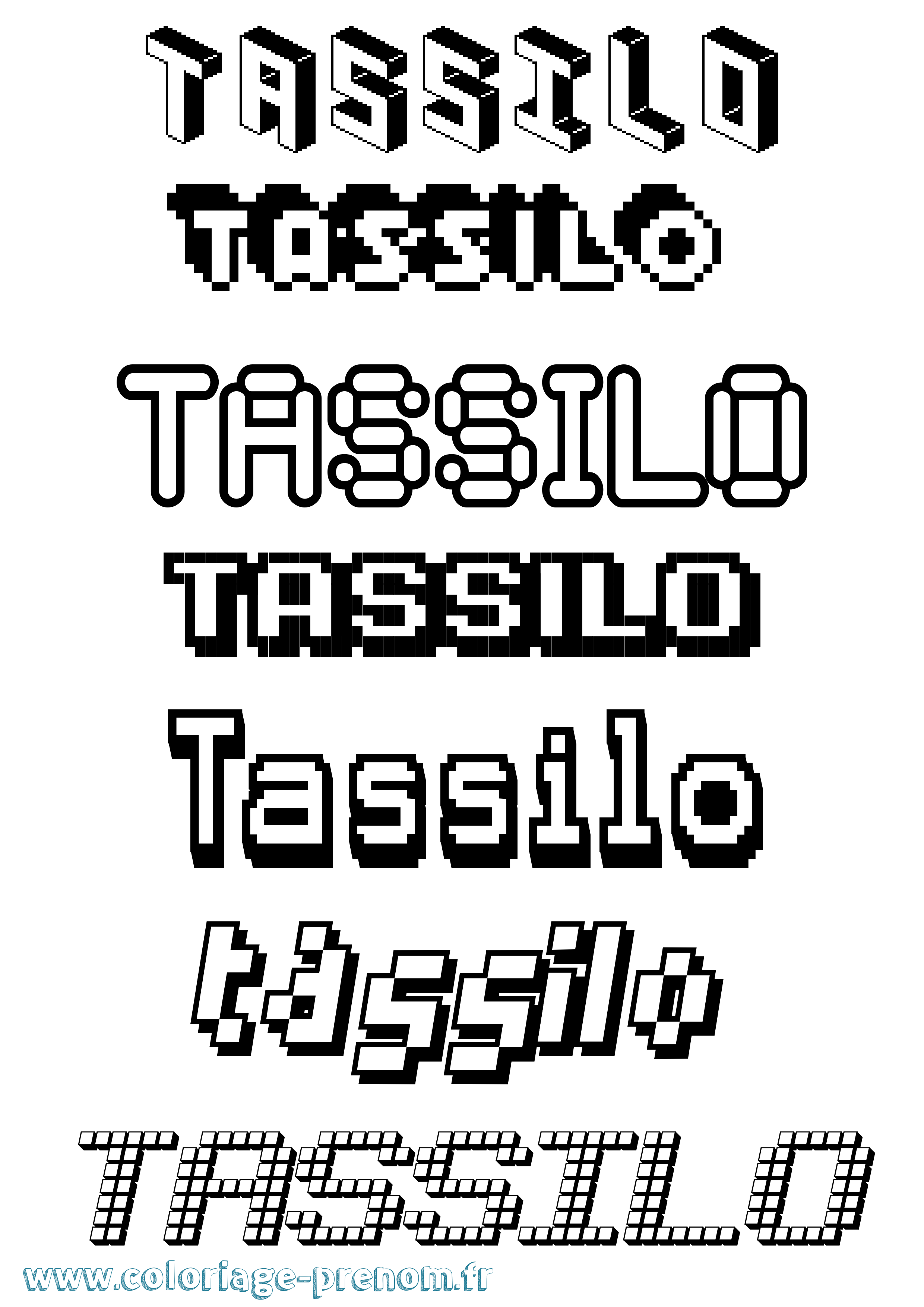 Coloriage prénom Tassilo Pixel