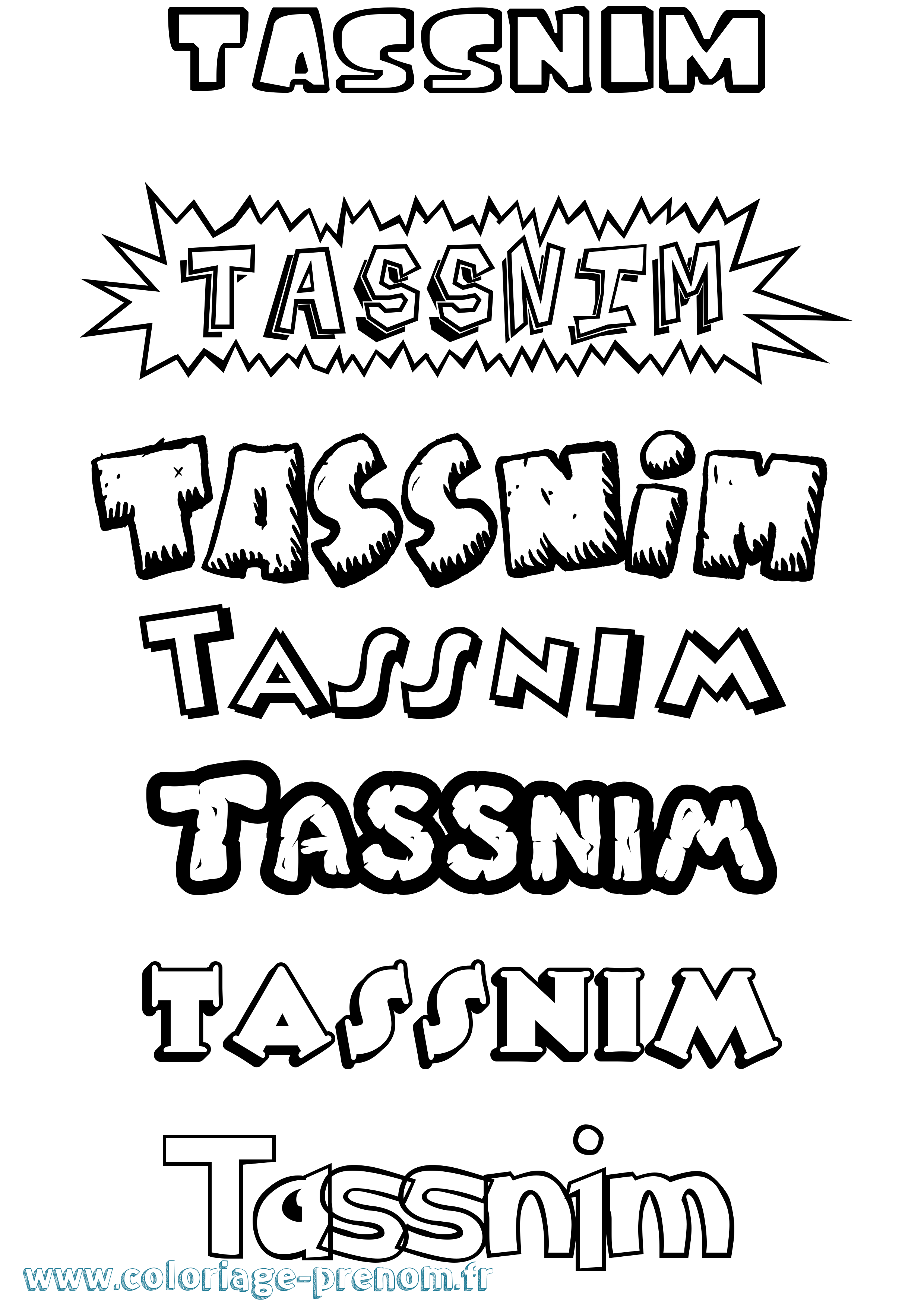 Coloriage prénom Tassnim Dessin Animé