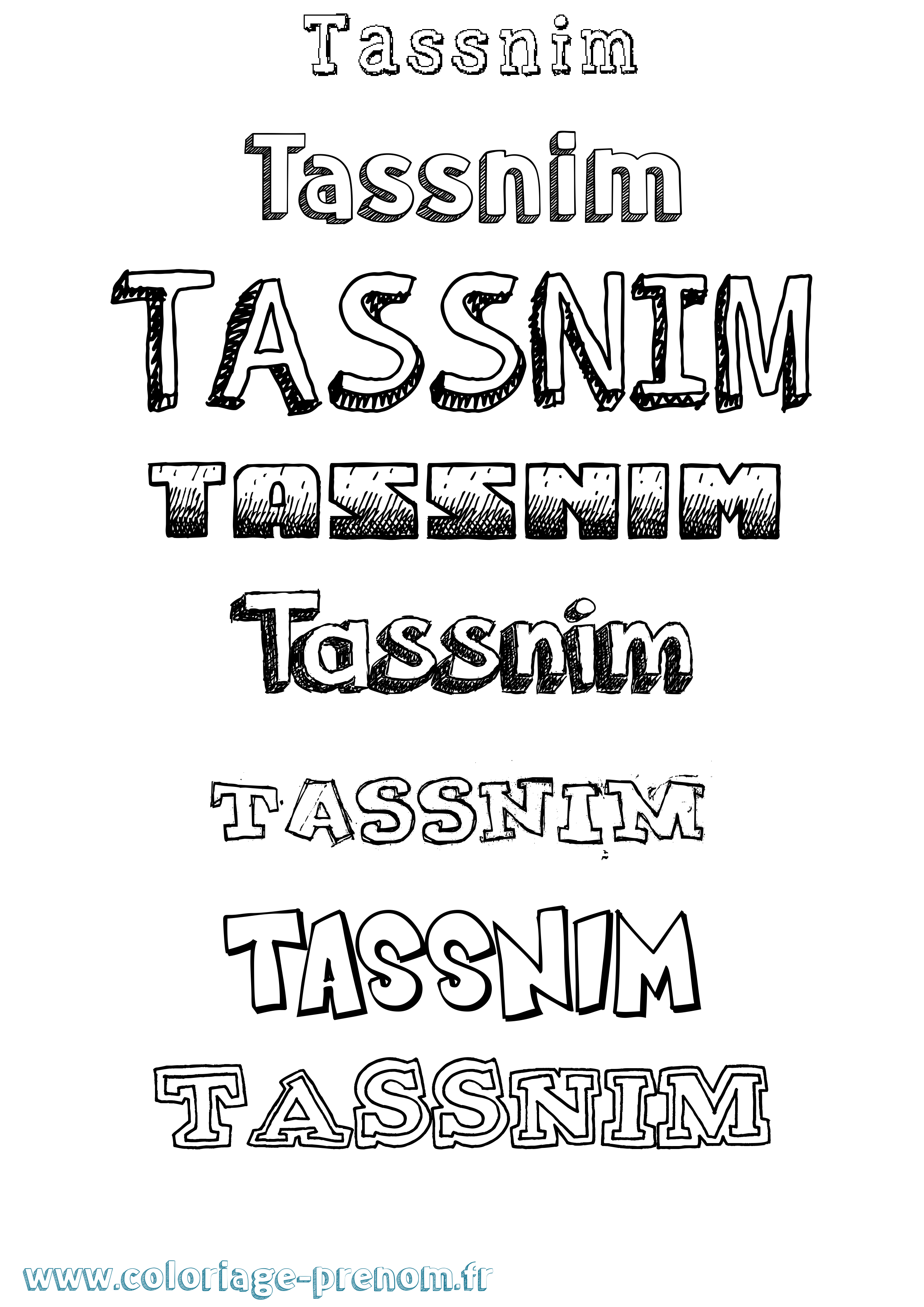 Coloriage prénom Tassnim Dessiné