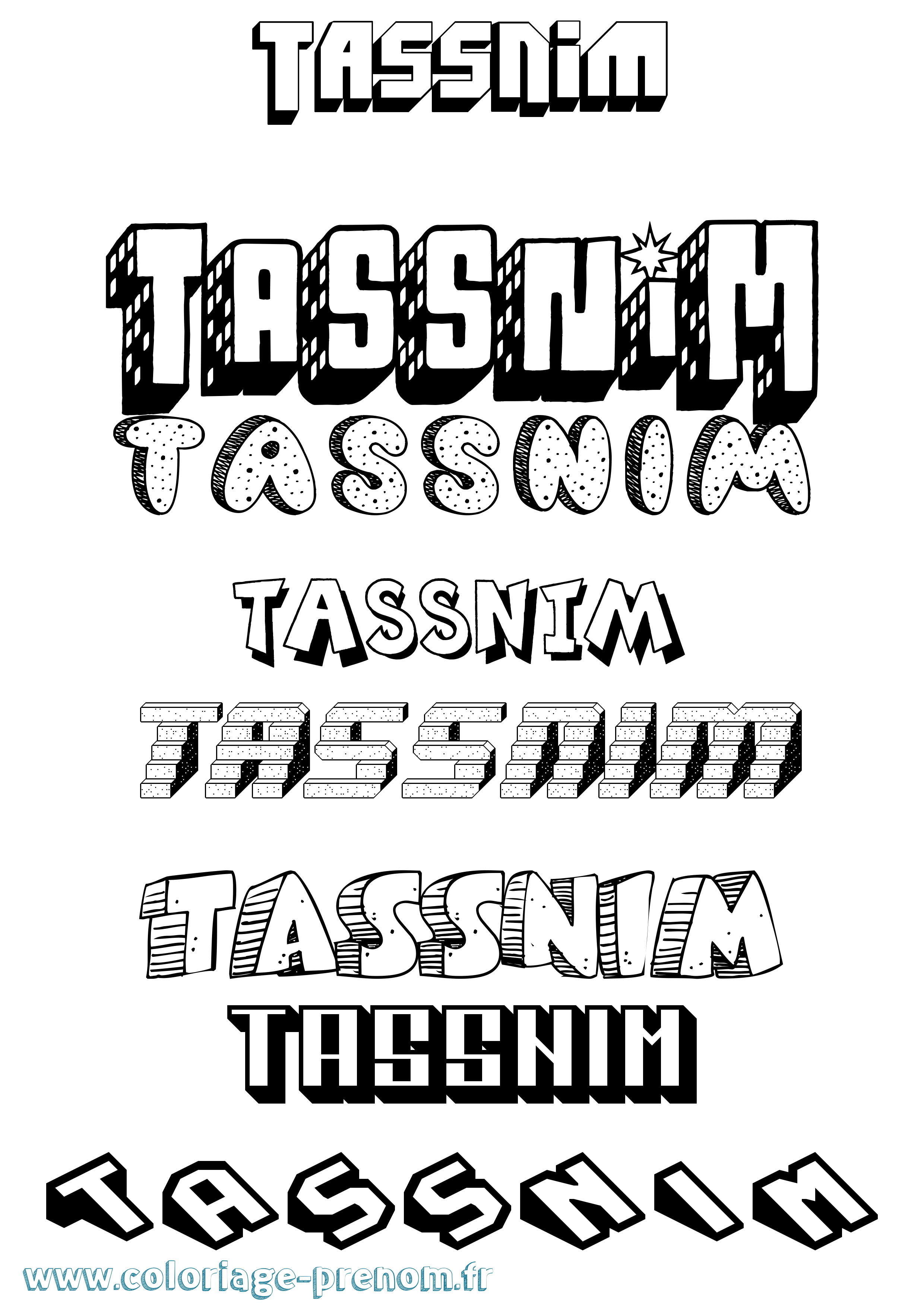 Coloriage Tassnim Effet 3D Coloriage prénom Tassnim Effet 3D