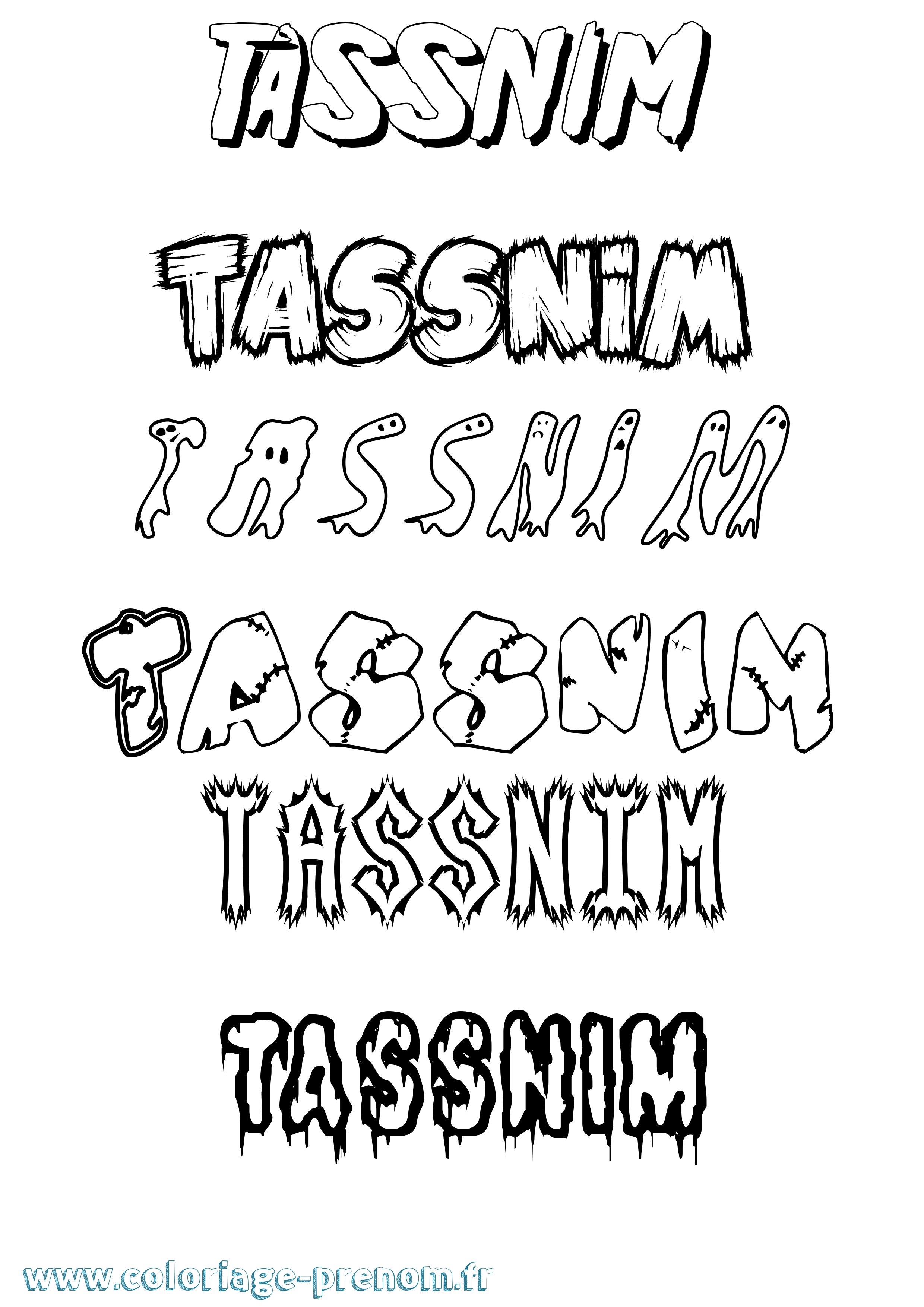 Coloriage Tassnim Frisson Coloriage prénom Tassnim Frisson